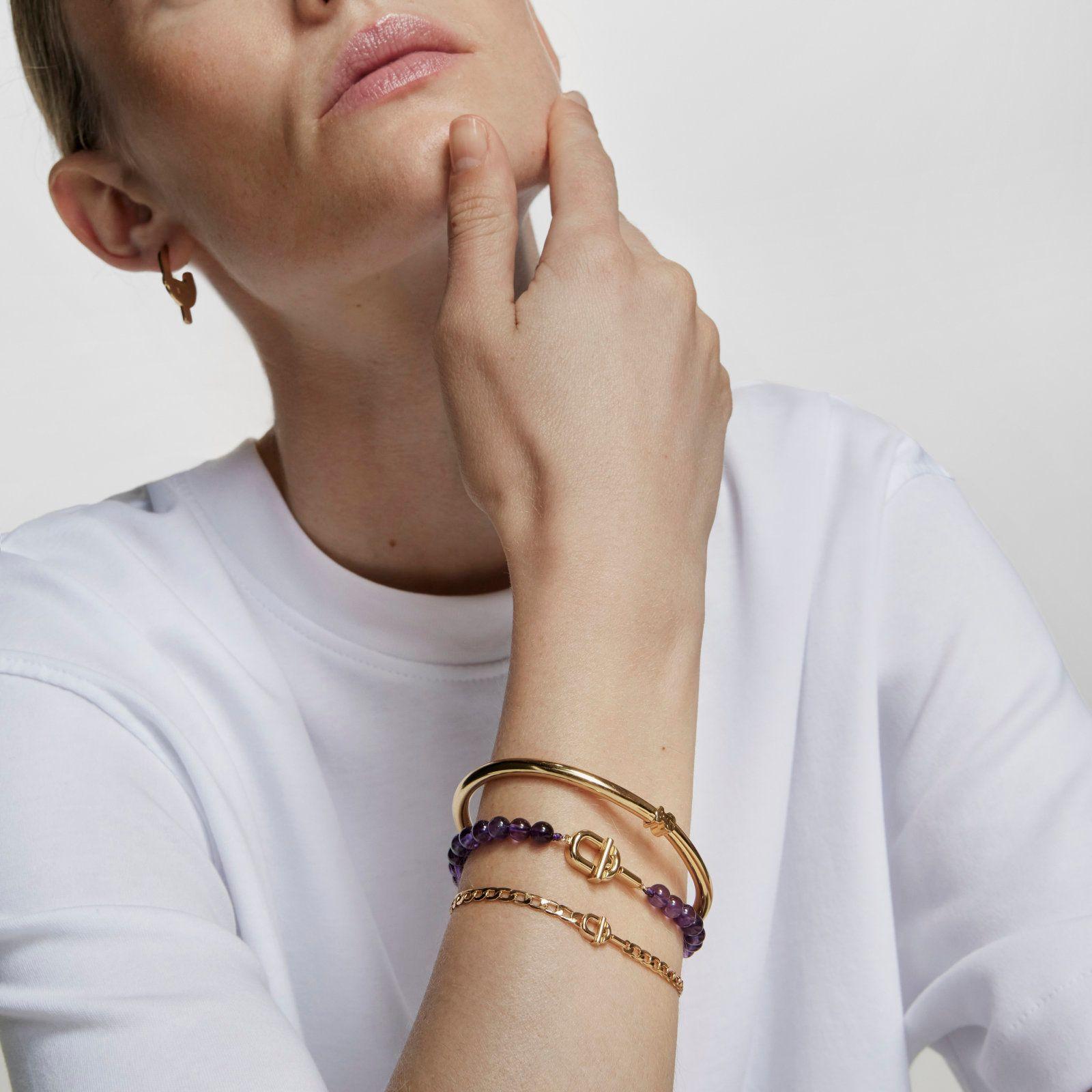 Pulsera con baño de oro sobre plata y amatistas Manifesto-5