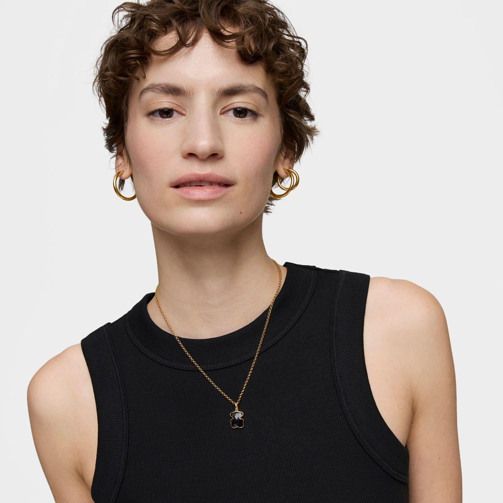 Colgante pequeño oro 18 kt plata con oso ónix Icon-3