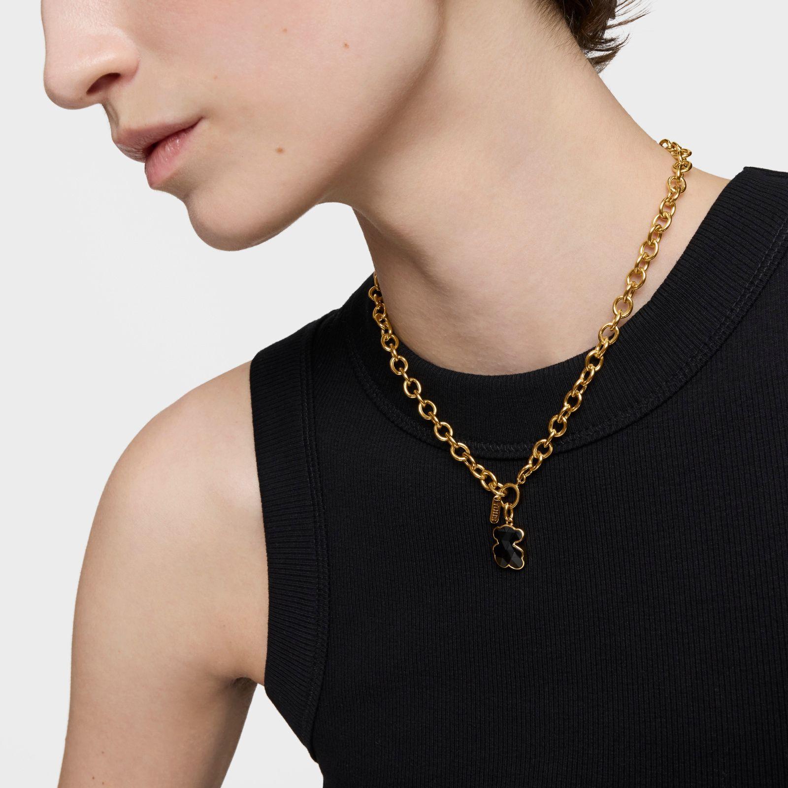 Colgante pequeño oro 18 kt plata con oso ónix Icon-5