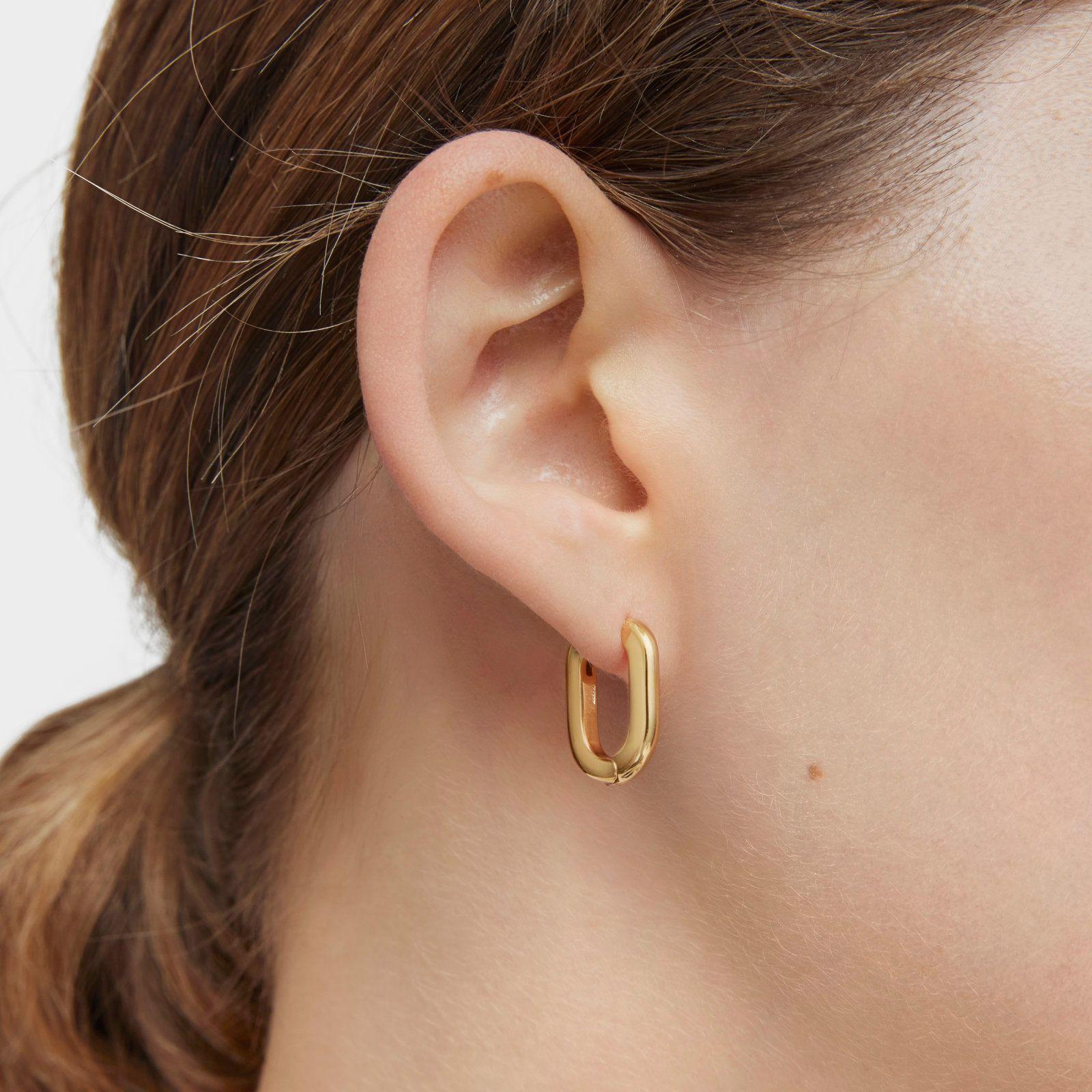 Pendientes aro cortos con baño de oro 18 kt sobre plata 18,2 mm Basicos-3
