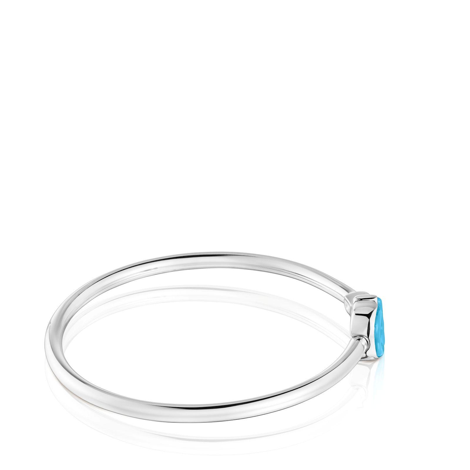 Pulsera esclava de plata y motivo en color azul MANIFESTO-1
