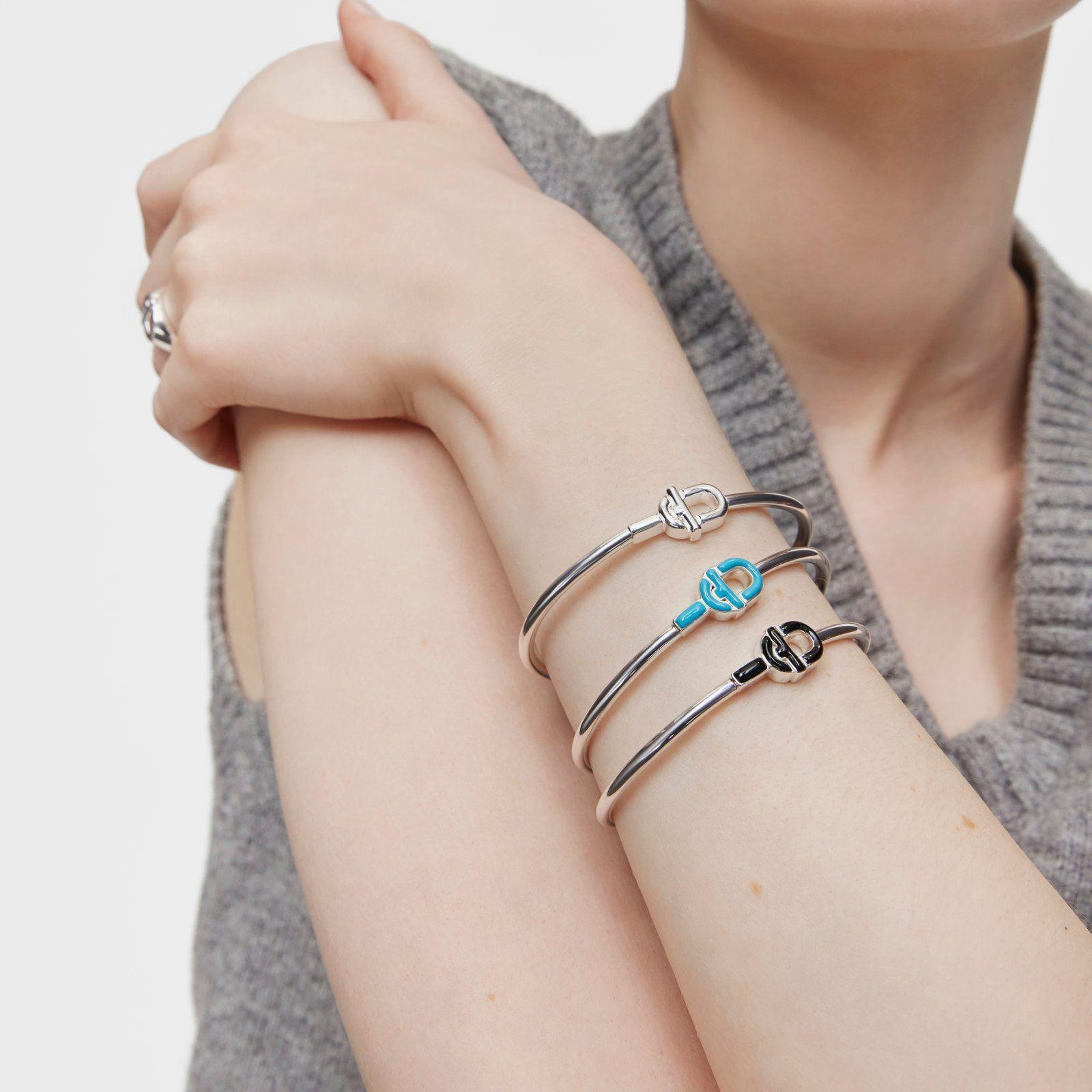 Pulsera esclava de plata y motivo en color azul MANIFESTO-4