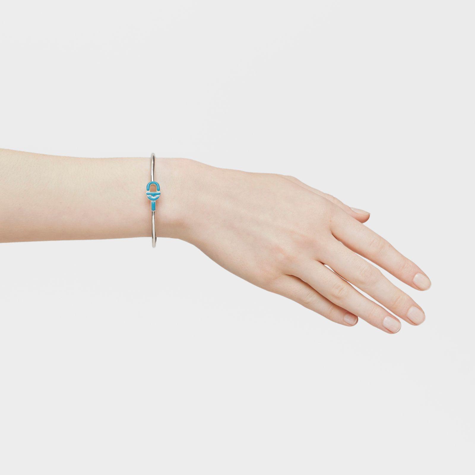 Pulsera esclava de plata y motivo en color azul MANIFESTO-6