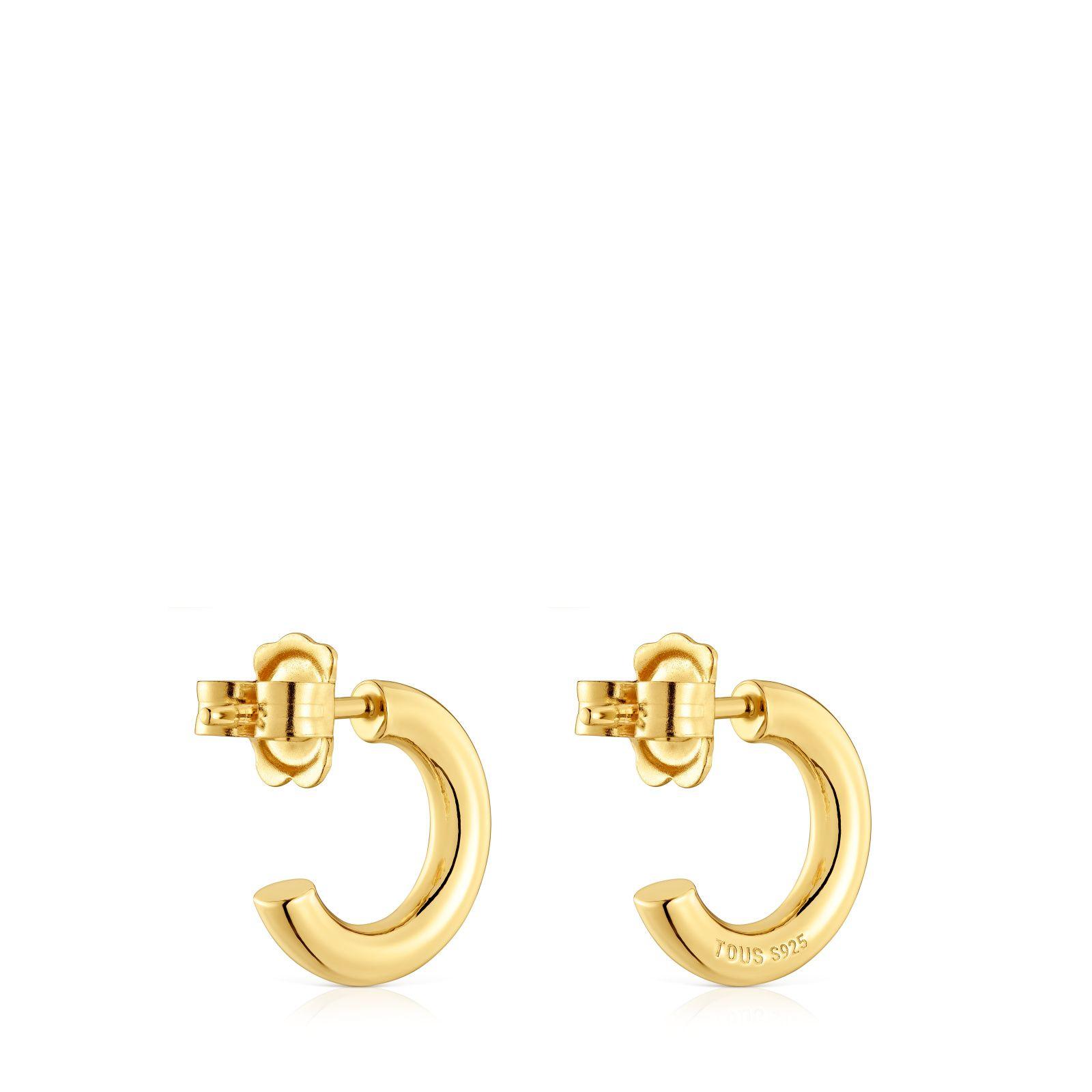Pendientes aro cortos con baño de oro 18 kt sobre plata-2