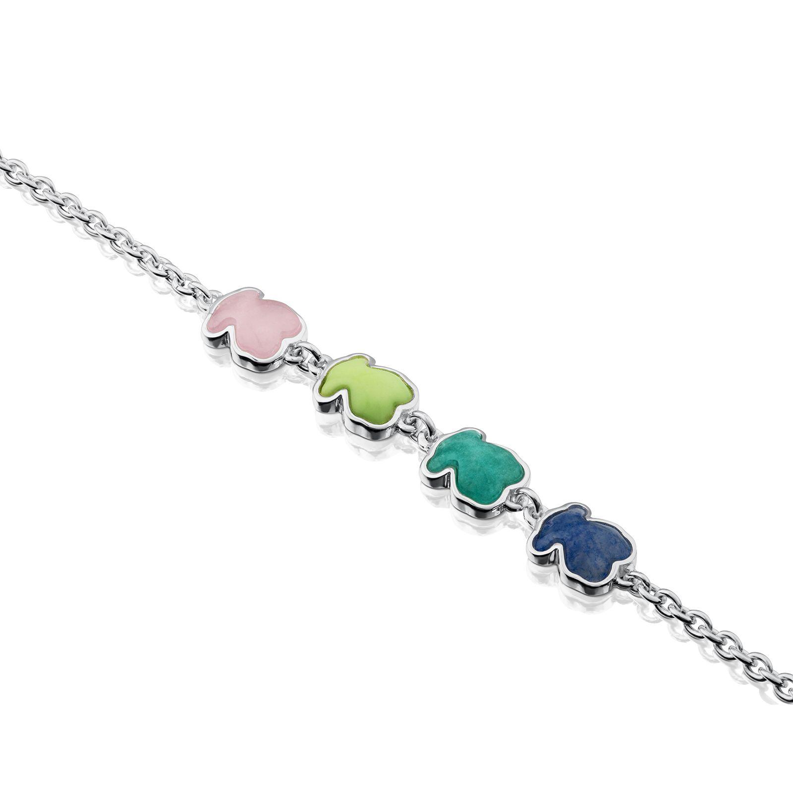 Pulsera Tous New Color de Plata con Gemas-2
