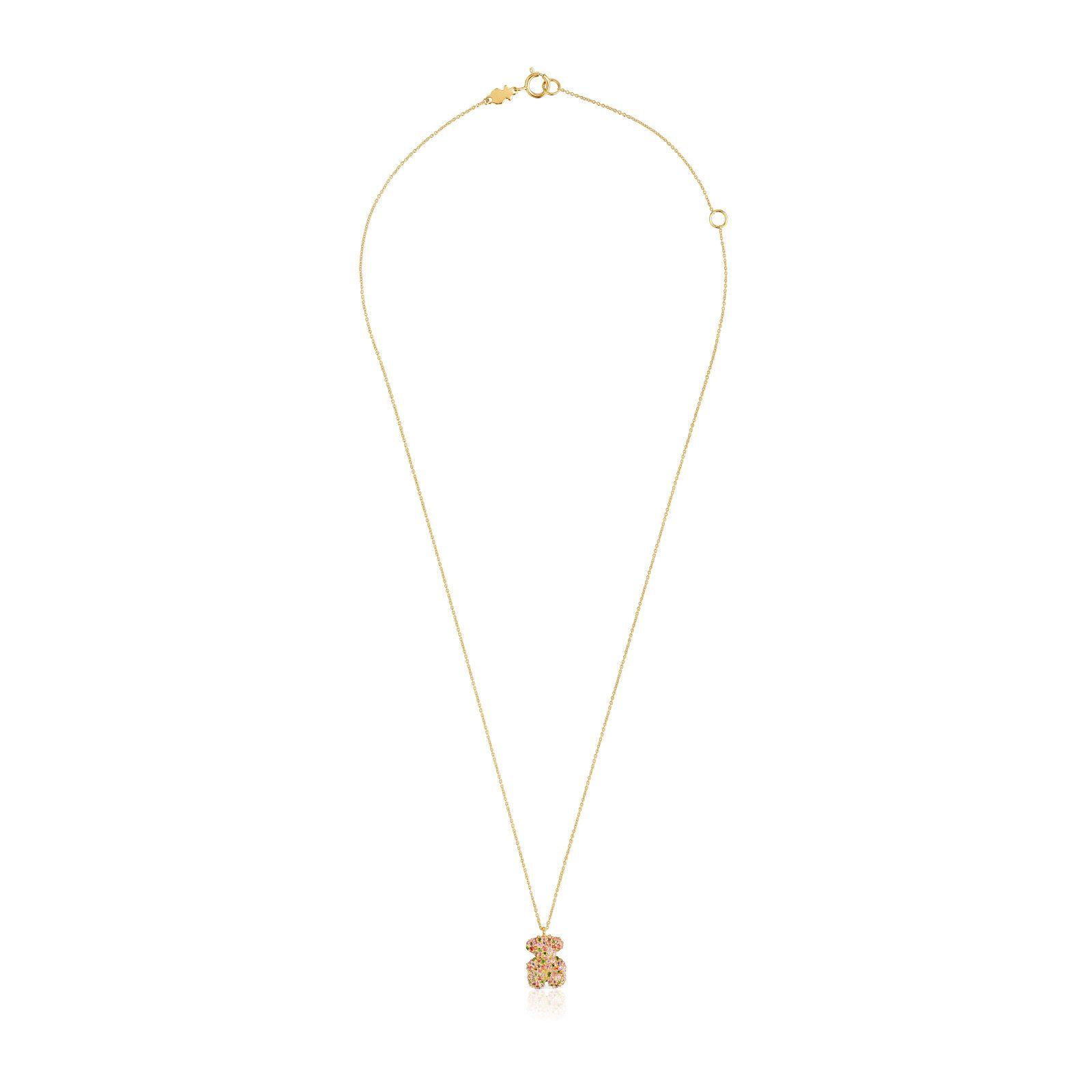 Collar corto oso de oro y gemas Bold Bear-1