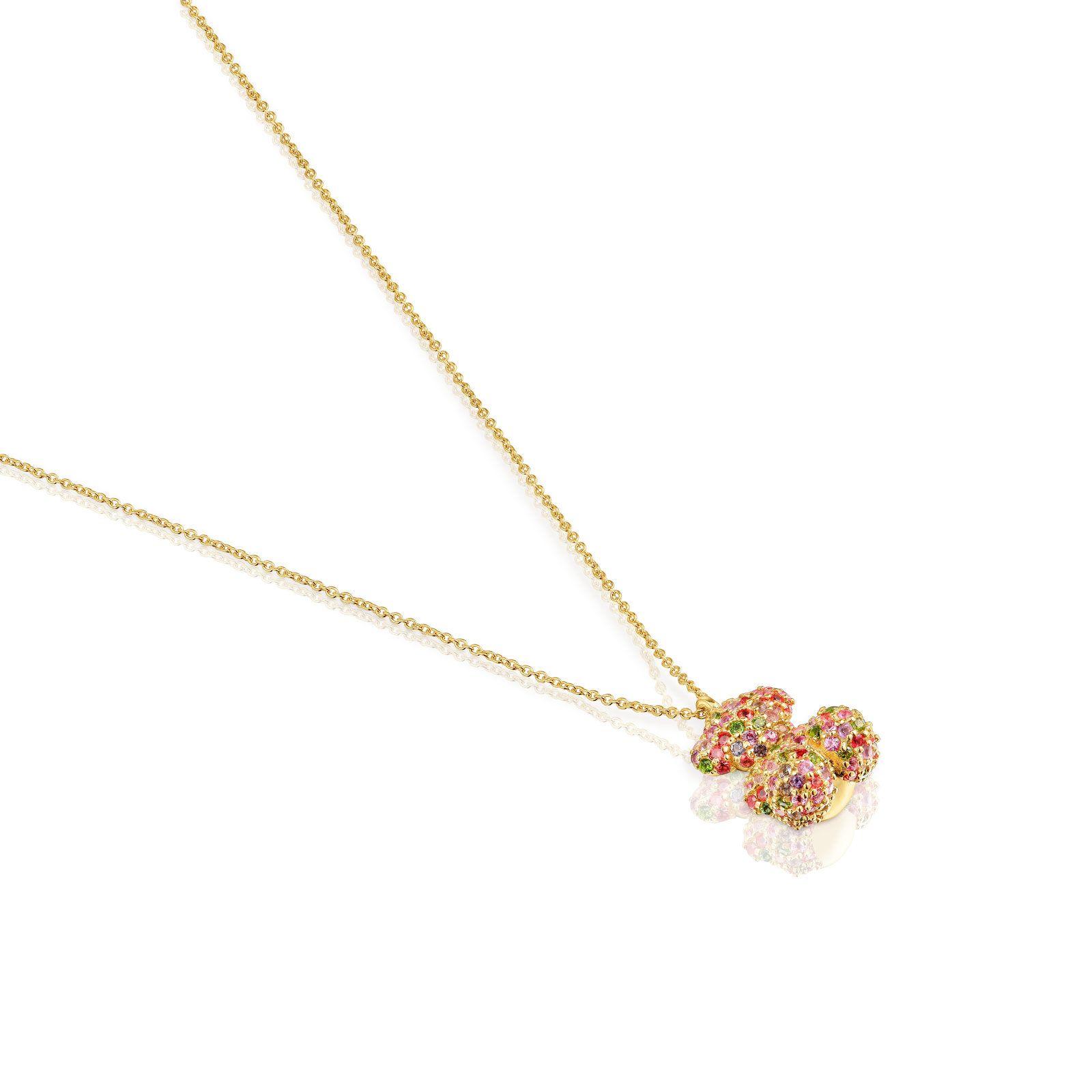 Collar corto oso de oro y gemas Bold Bear-2
