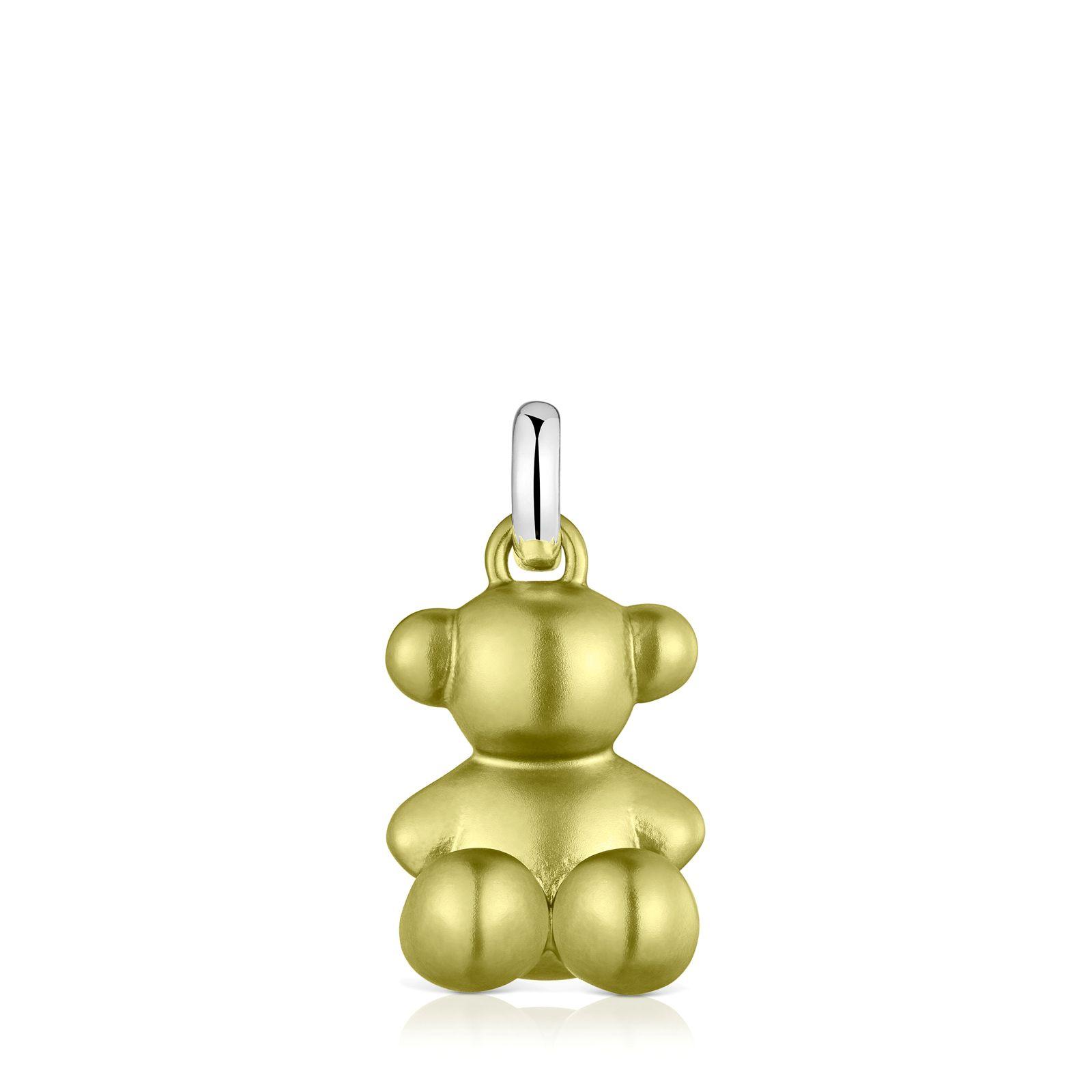 Colgante oso mediano de acero en color lima Bold Bear-2
