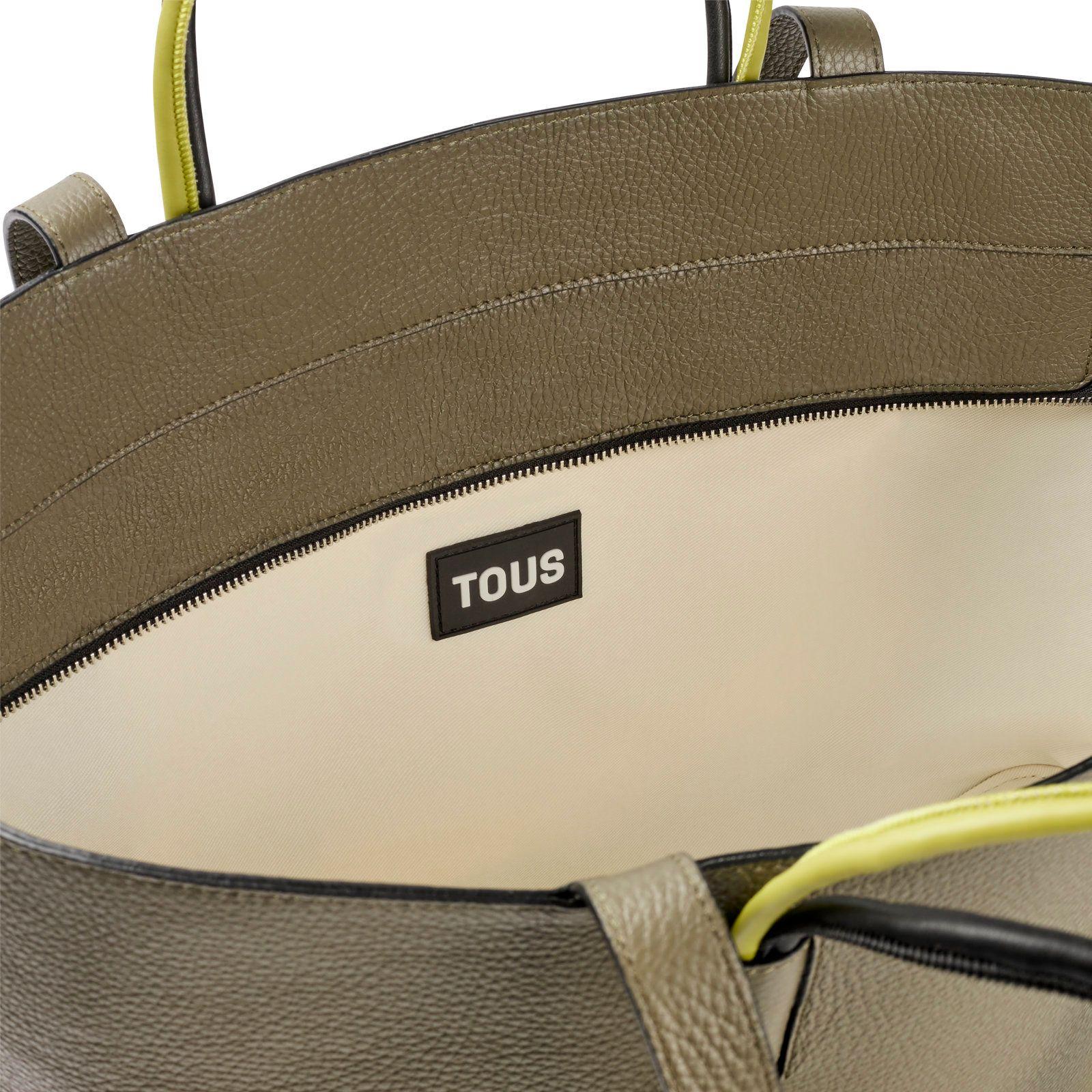 Capazo grande de piel caqui TOUS Lynn-2