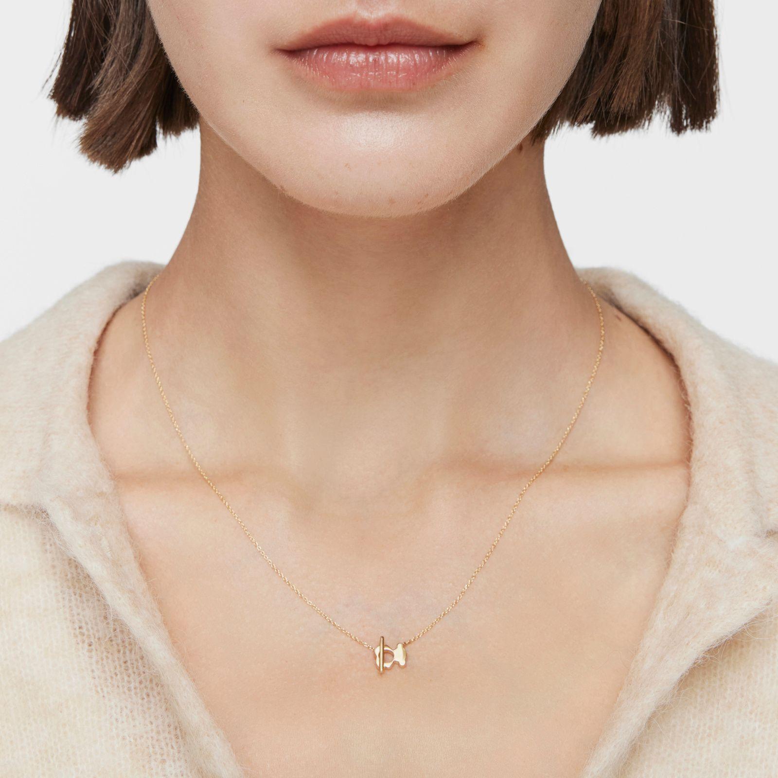 Collar corto de oro y oso I-Bear-4