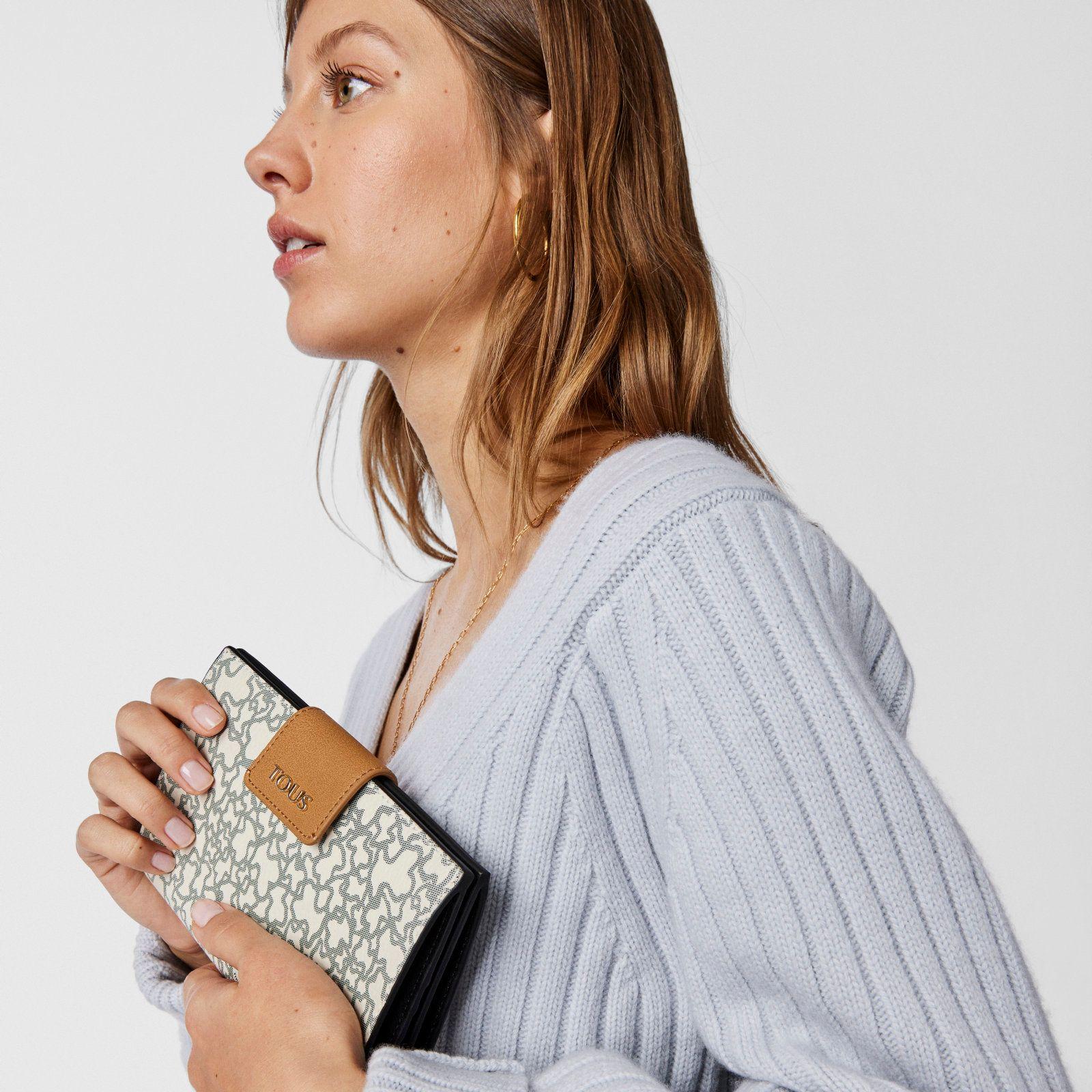 Billetera mediana Kaos Mini beige y negro-3