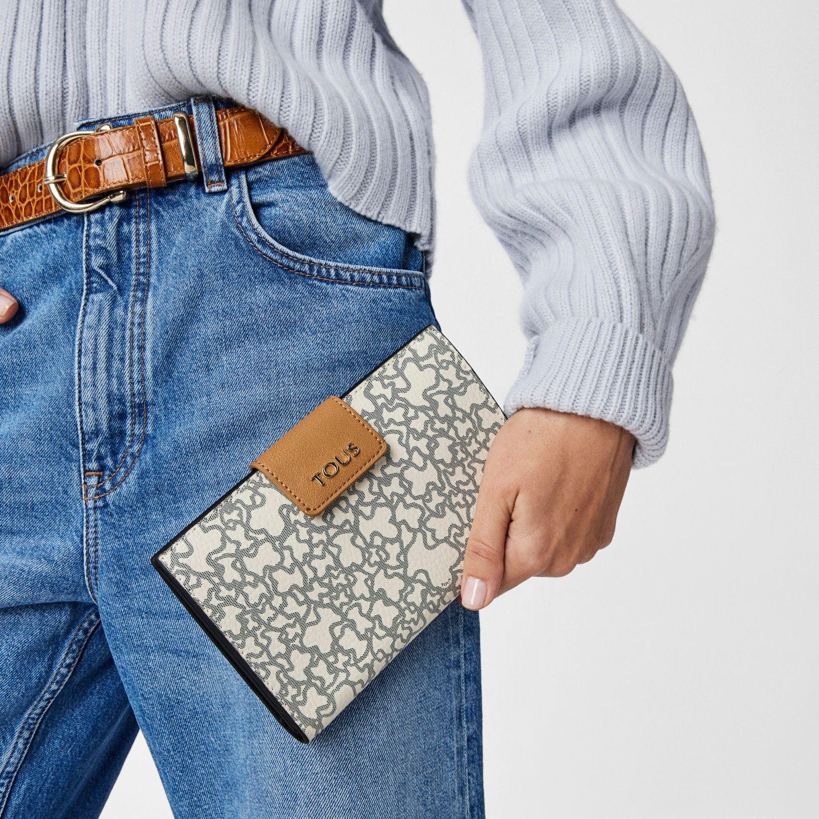 Billetera mediana Kaos Mini beige y negro-4