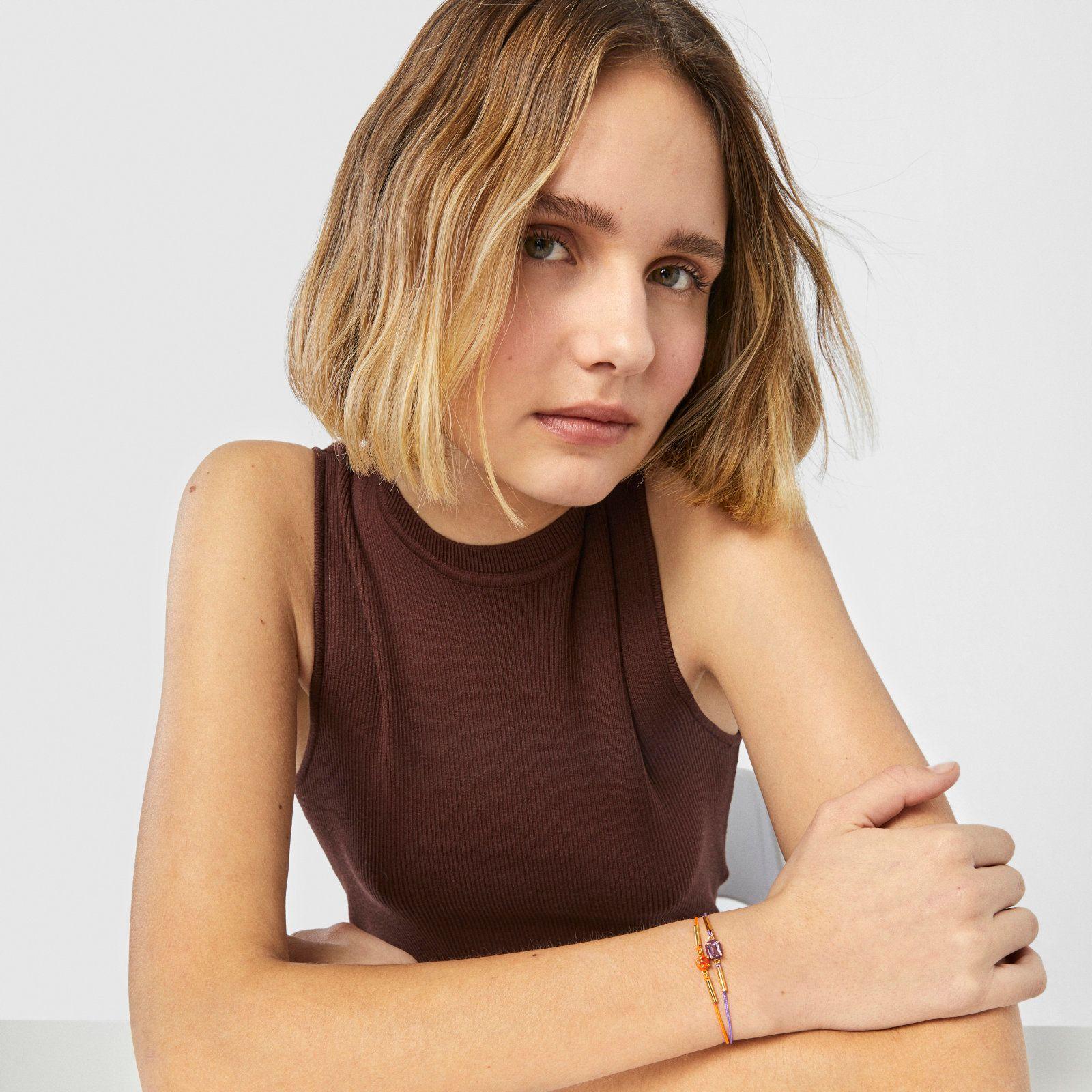 Pulsera de cordón con cornalina y esmalte Vibrant Colors-3