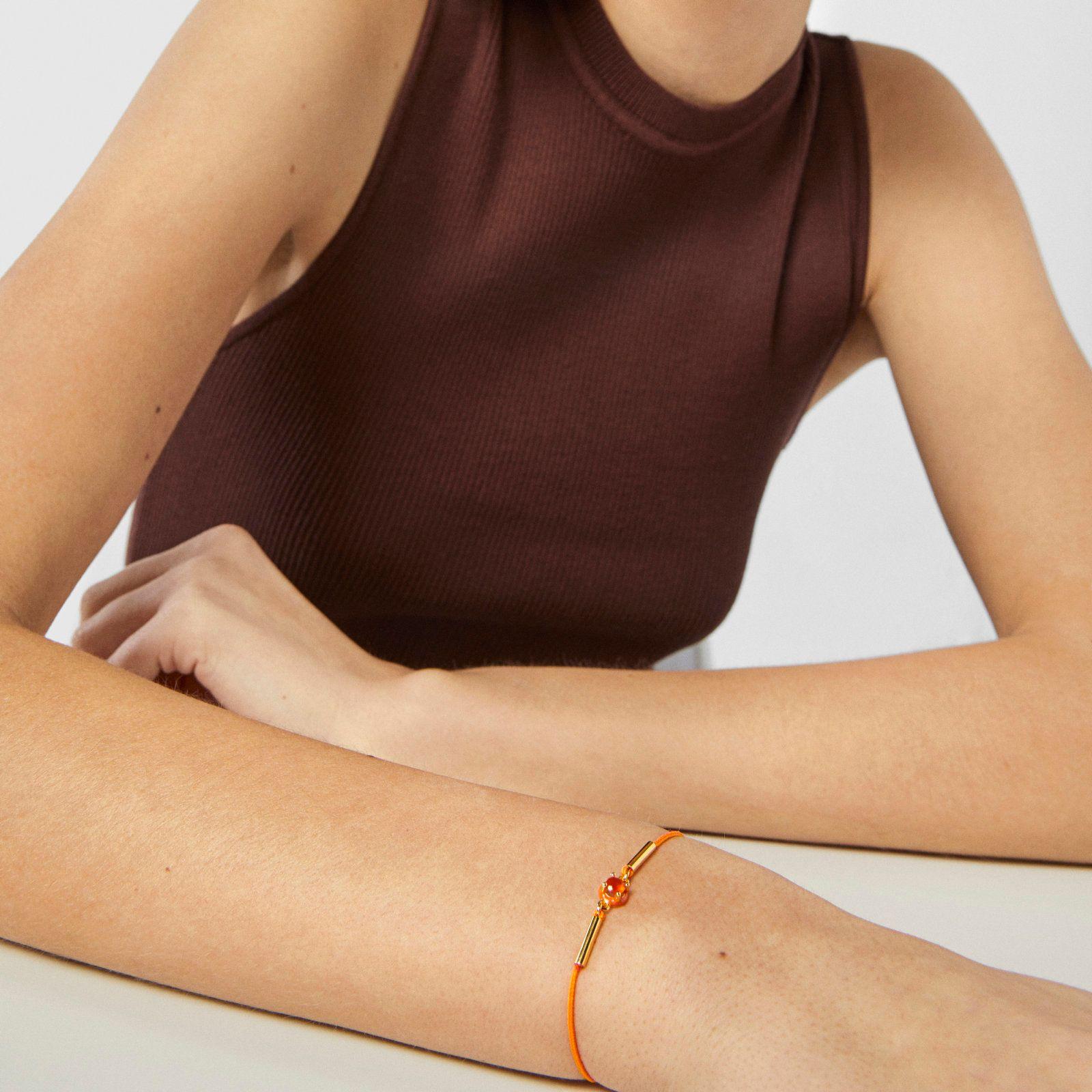 Pulsera de cordón con cornalina y esmalte Vibrant Colors-4