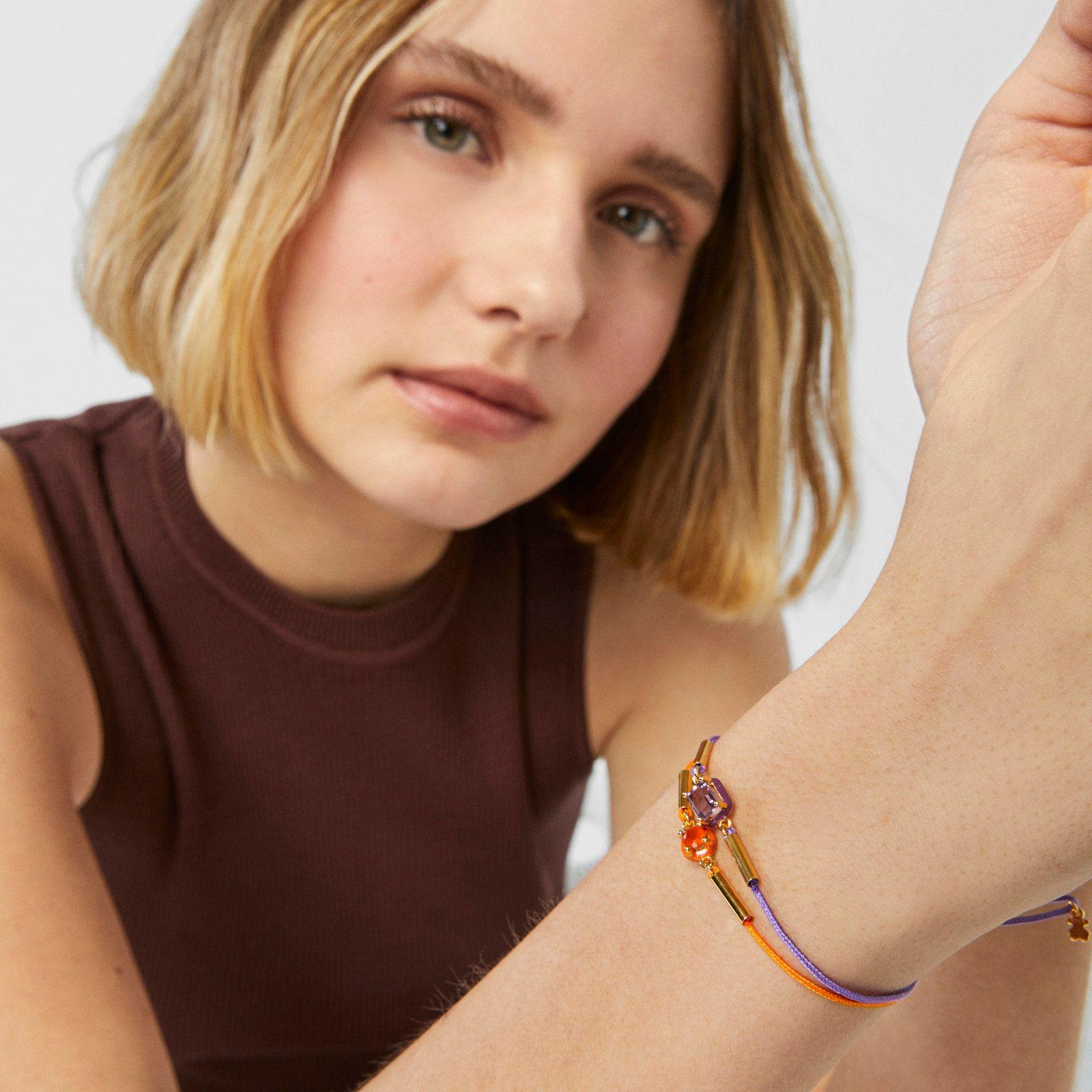 Pulsera de cordón con cornalina y esmalte Vibrant Colors-6