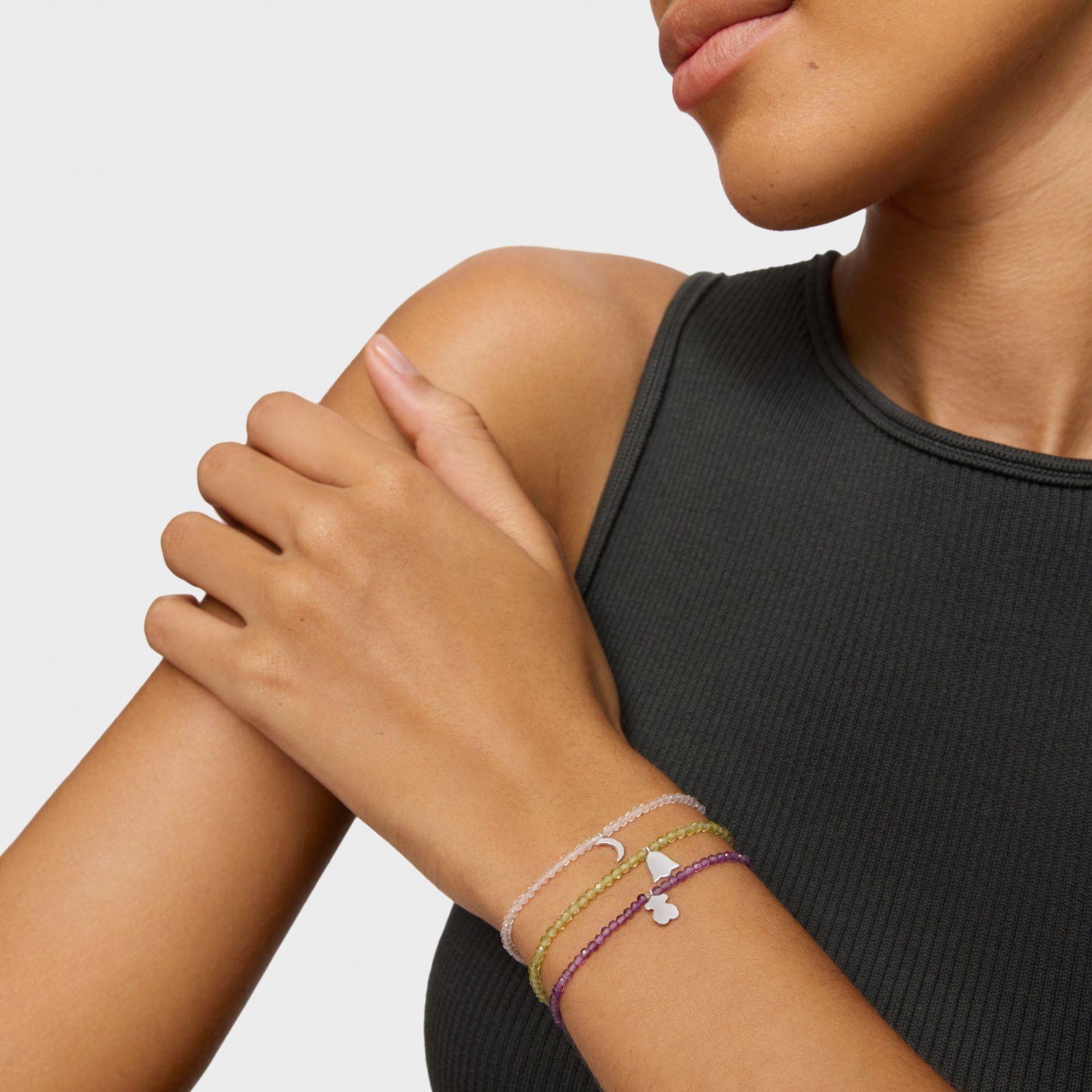 Pulsera elástica con peridoto y tulipán de plata TOUS Motivos-4