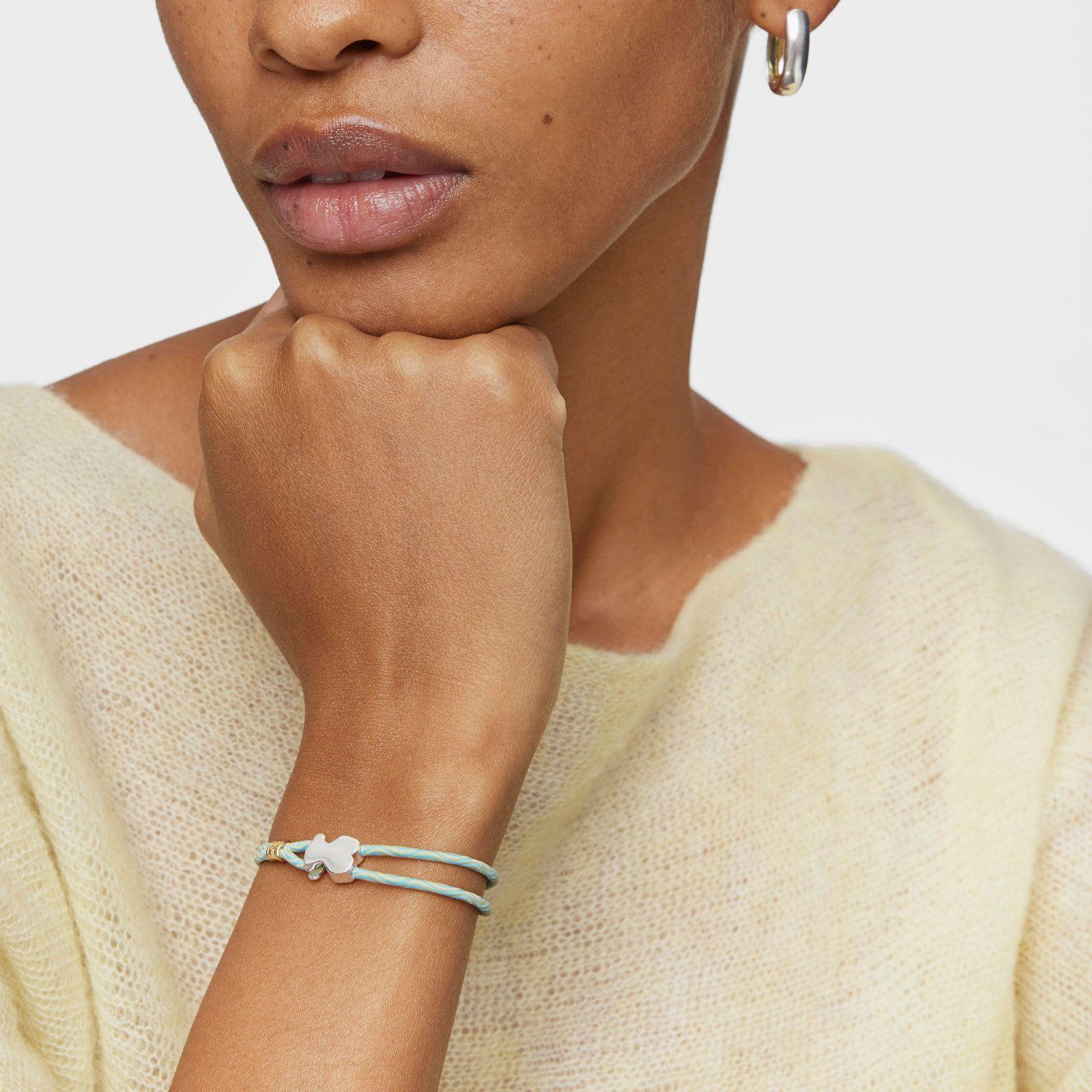 Pulsera elástica menta con oso de plata Sweet Dolls-4