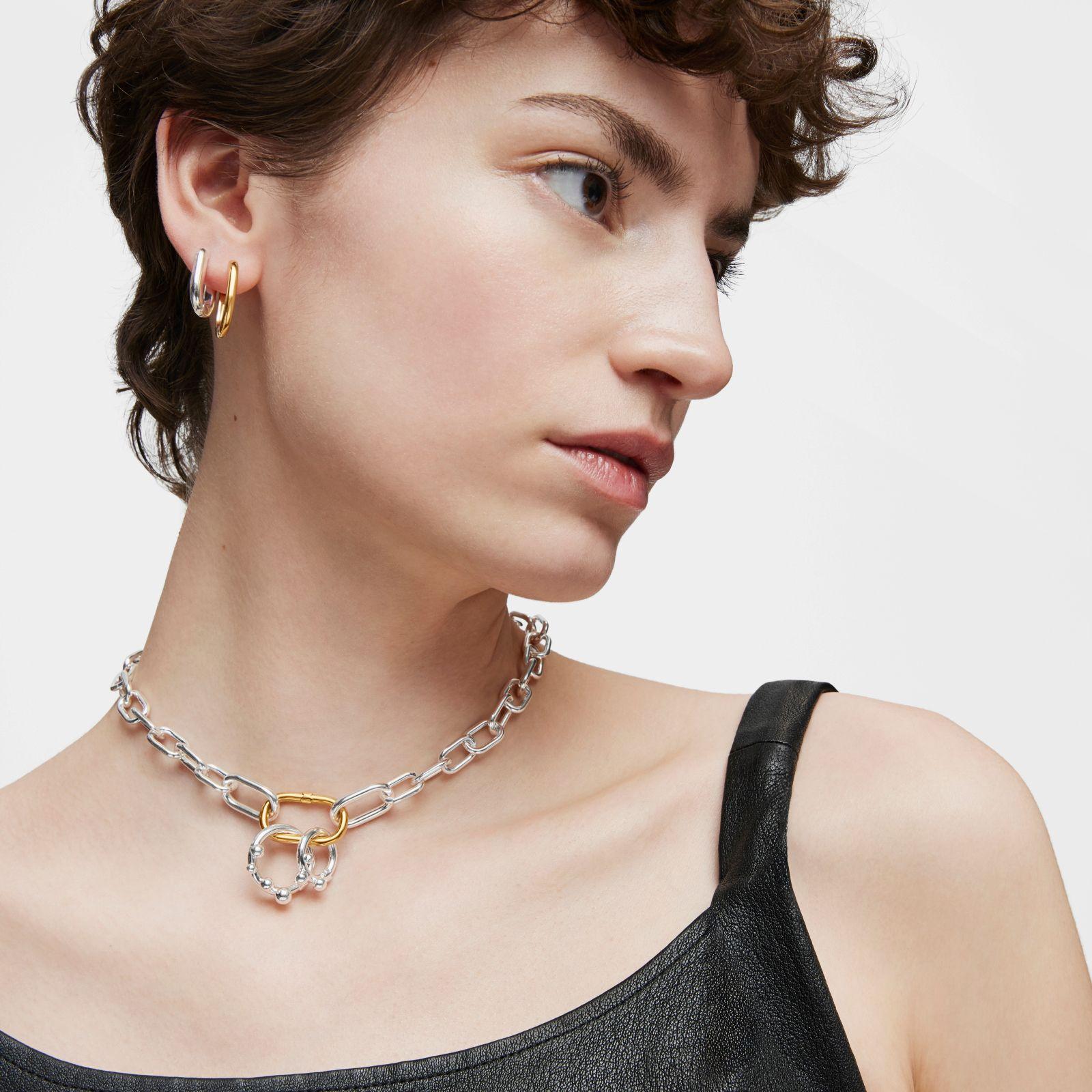 Collar corto XXL de plata Hold Oval-3