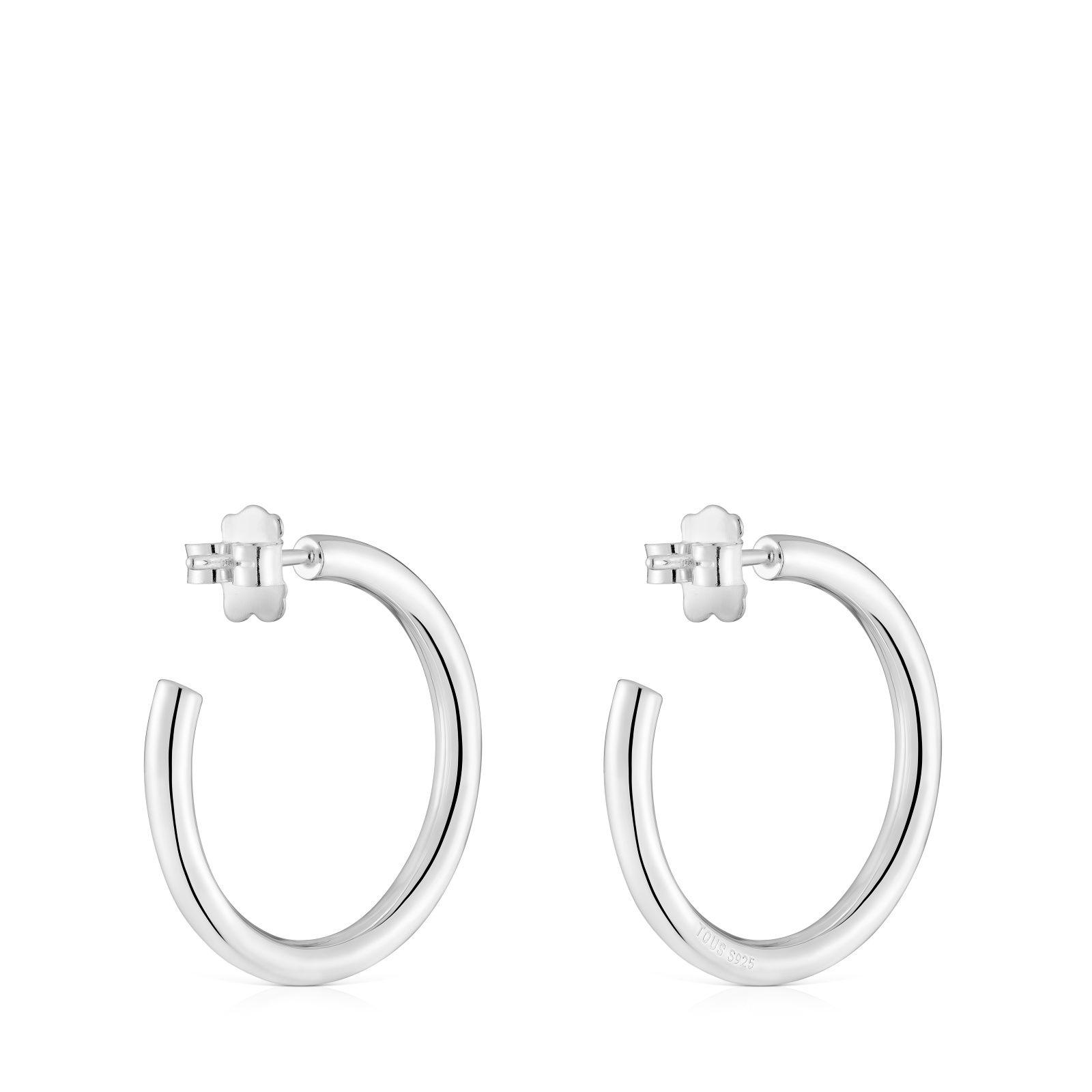 Pendientes de aro largos de plata 24 mm Basicos-2