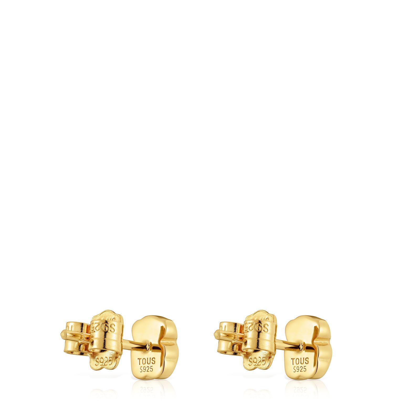 Pendientes oso con baño de oro 18 kt sobre plata y ónix 6 mm Icon Color-2