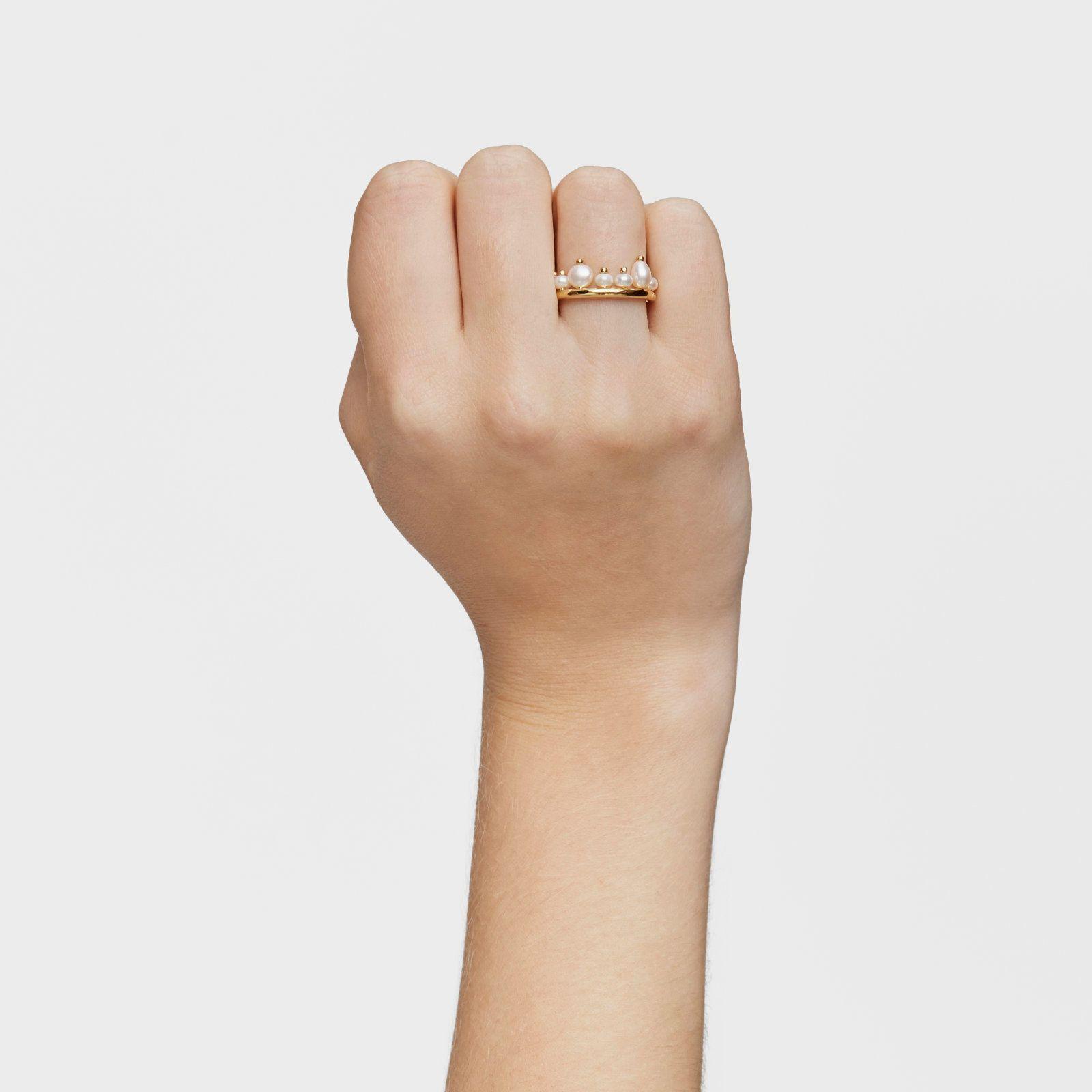 Anillo baño oro 18 kt sobre plata y perlas Sugar Party-5
