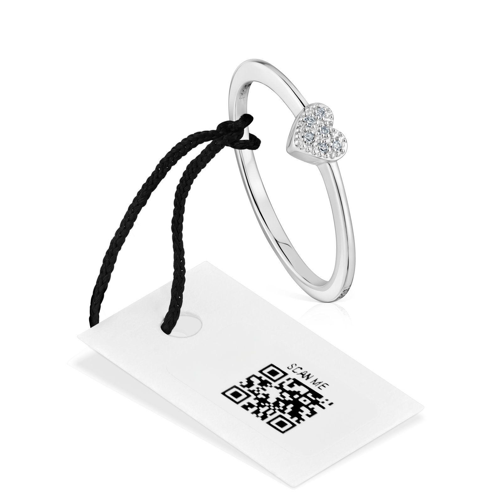 Anillo pequeño corazón oro blanco con diamantes TOUS Grain-4