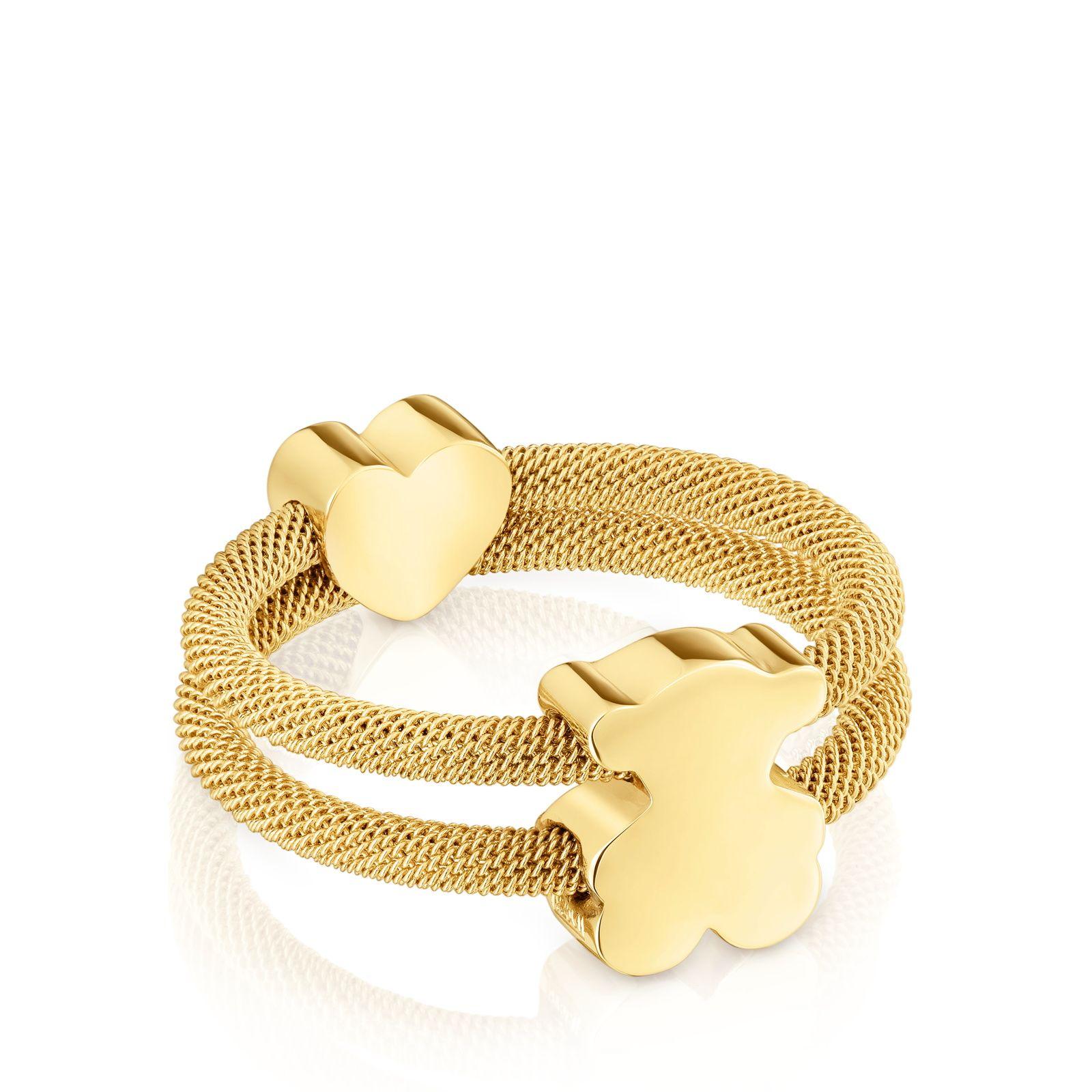 Anillo doble con baño de oro 18 kt sobre plata Icon Mesh-3