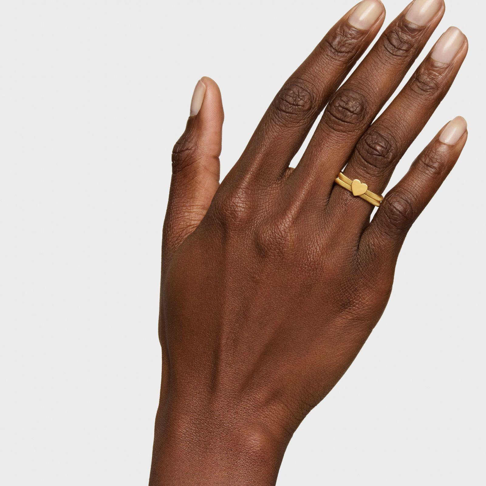 Anillo doble con baño de oro 18 kt sobre plata Icon Mesh-5