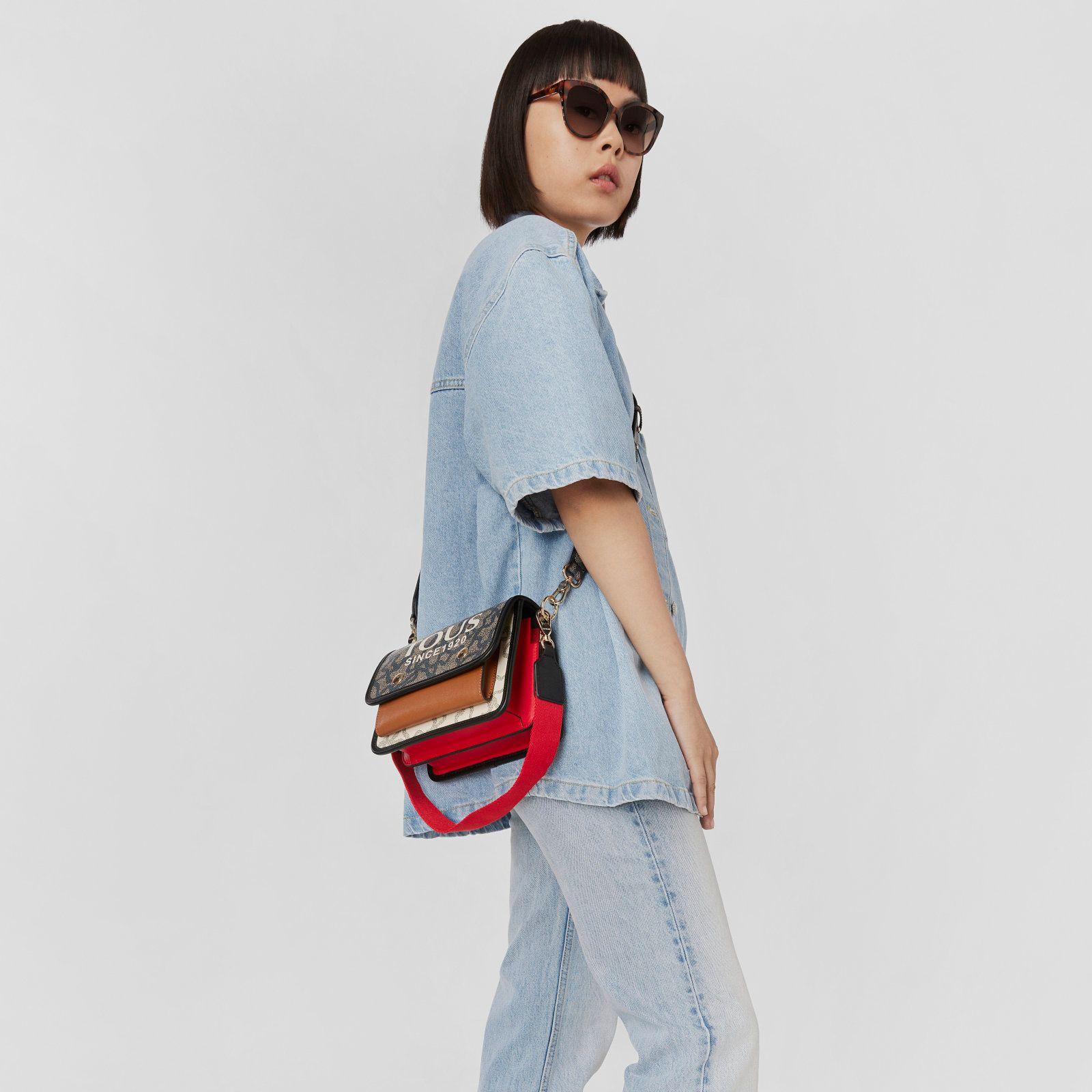 Bandolera pequeña Audree negra y beige Kaos Icon Tous-3