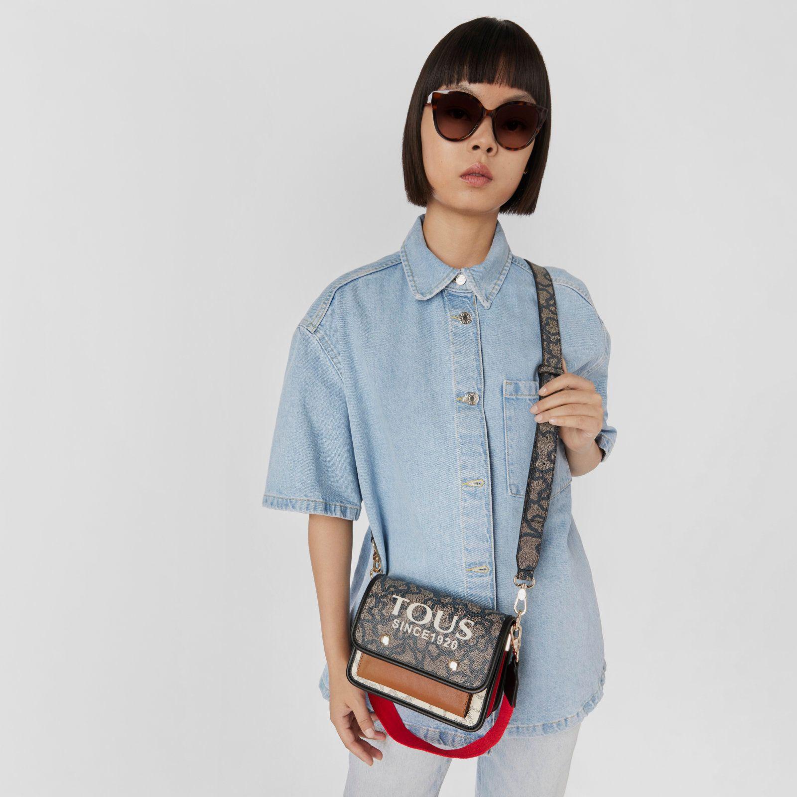 Bandolera pequeña Audree negra y beige Kaos Icon Tous-4