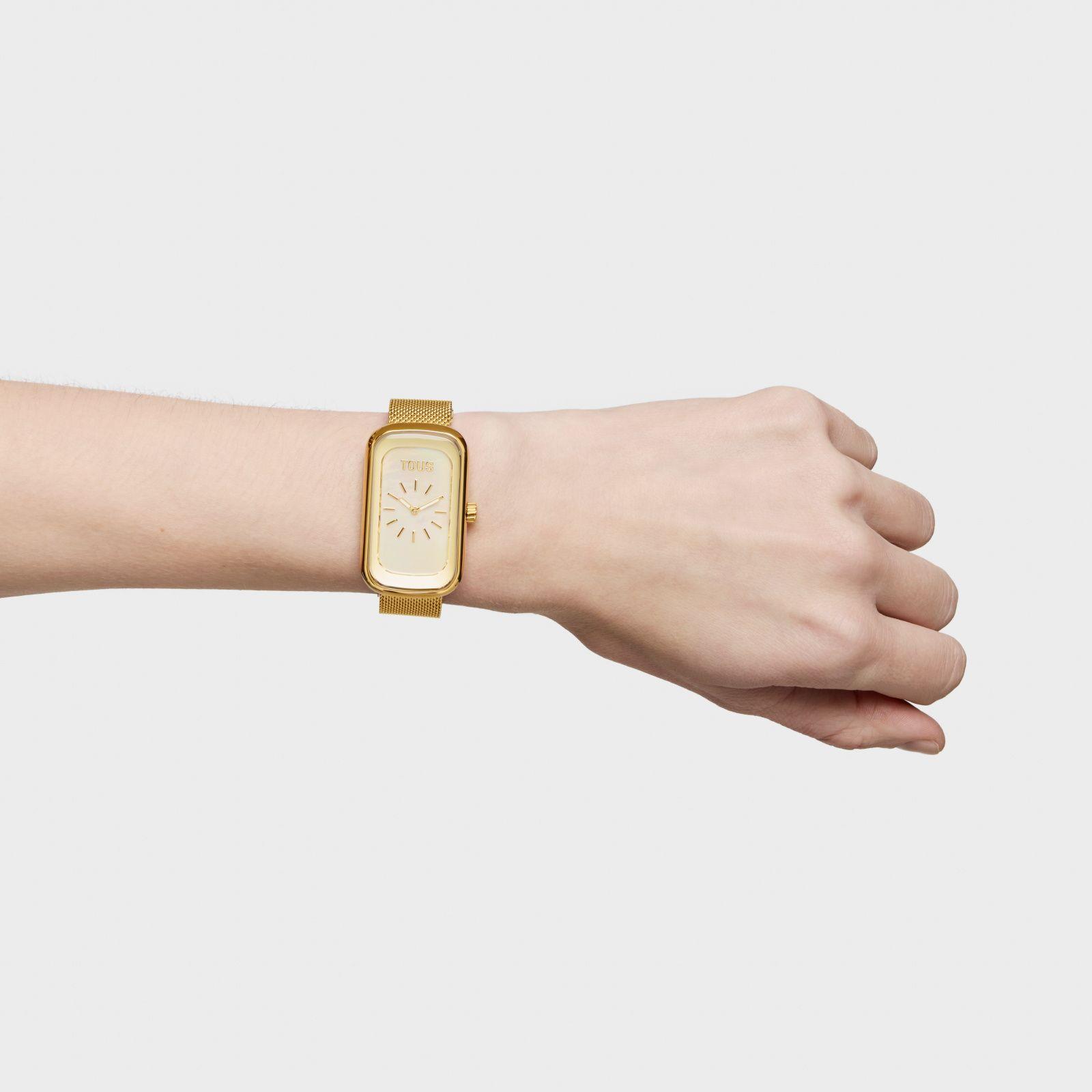 Reloj analógico con esfera de nácar y brazalete dorado T-Band Club-4