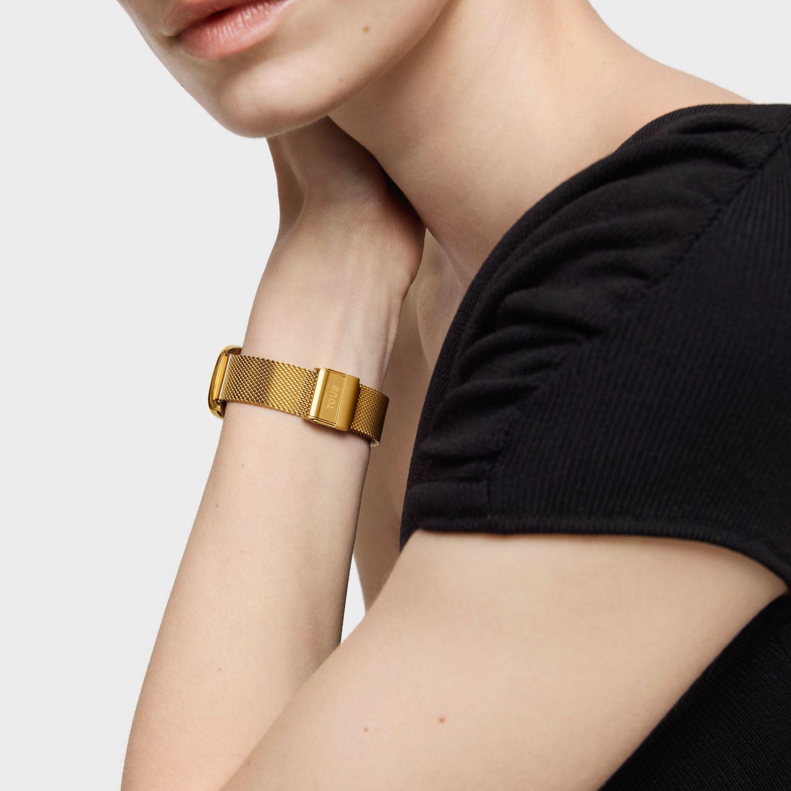 Reloj analógico con esfera de nácar y brazalete dorado T-Band Club-5