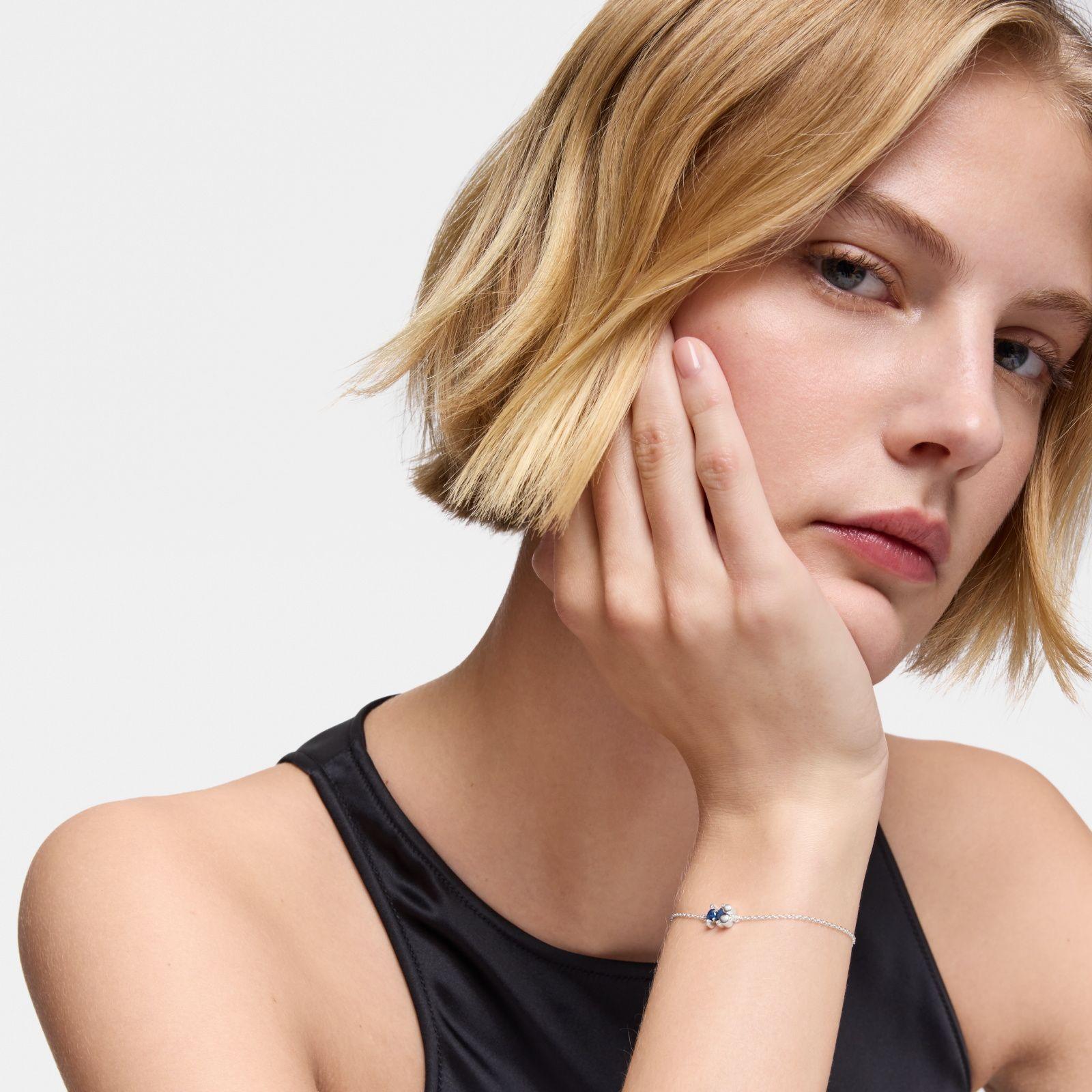 Pulsera cadena motivo oso de plata y zafiro azul creado en laboratorio Color Bear LGG-3