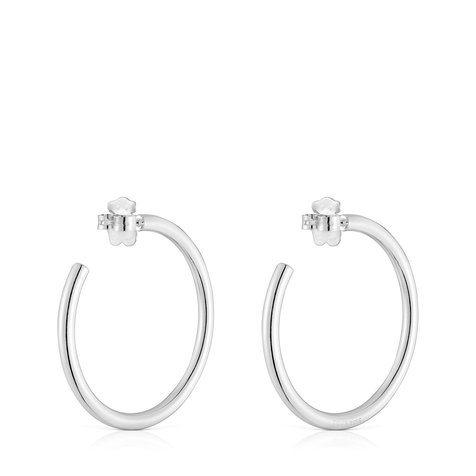 Pendientes de aro largos de plata 27 mm Basics-2