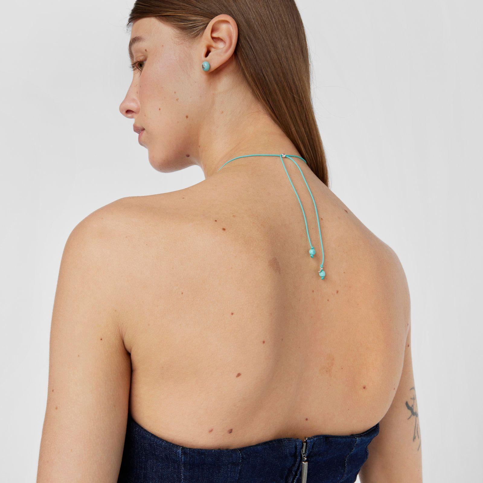 Collar de plata, cristal de Murano y nylon azul Icon Glass-5