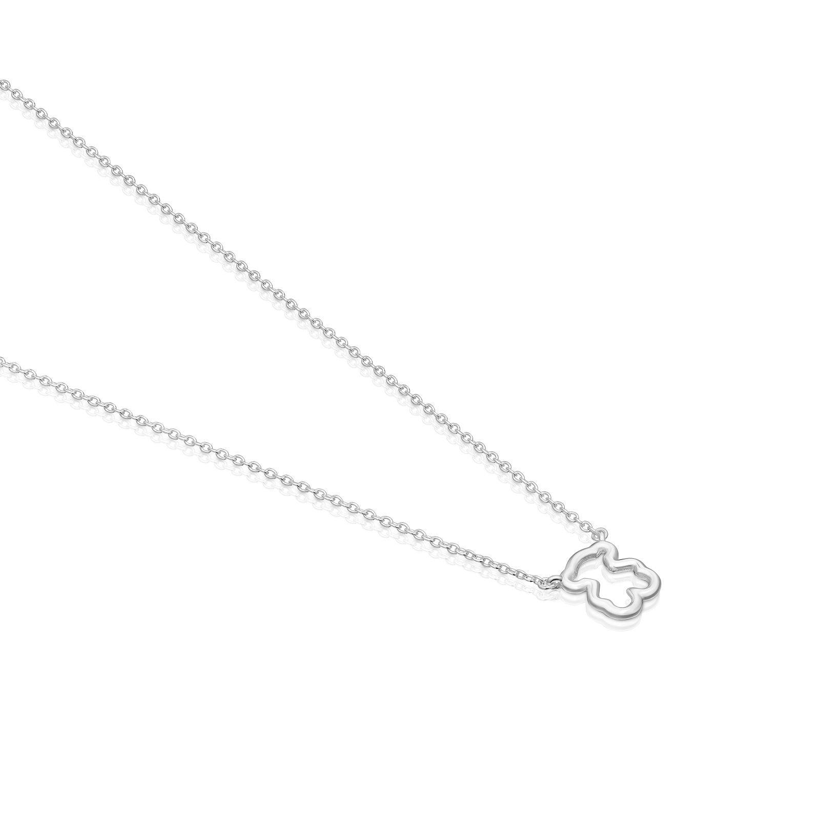 Collar corto de plata y motivo oso New Silueta-2