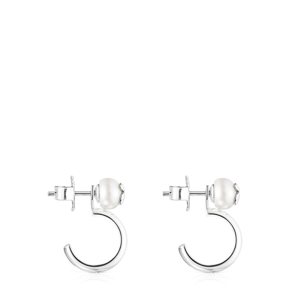  Aros Icon Pearl de plata y perla Tous-2