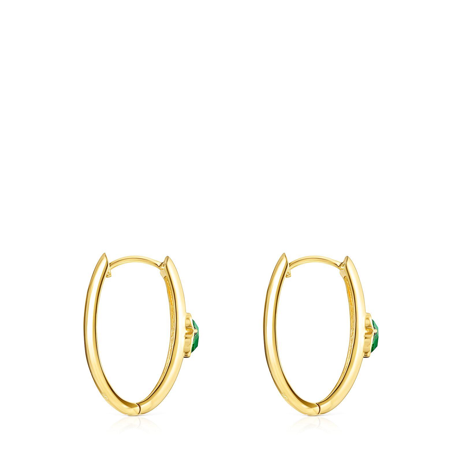 Pendientes Icon Color de plata vermeil y malaquita Tous-2