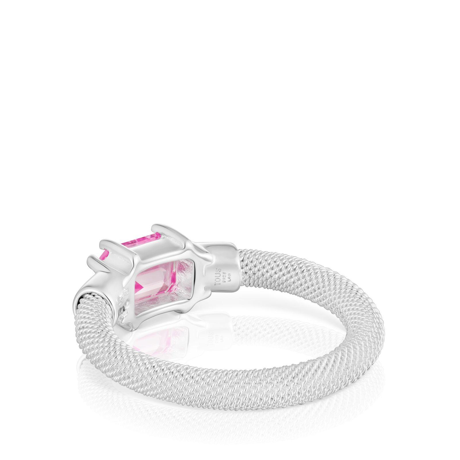 Anillo de plata y zafiro creado en laboratorio TOUS Mesh LGG-2