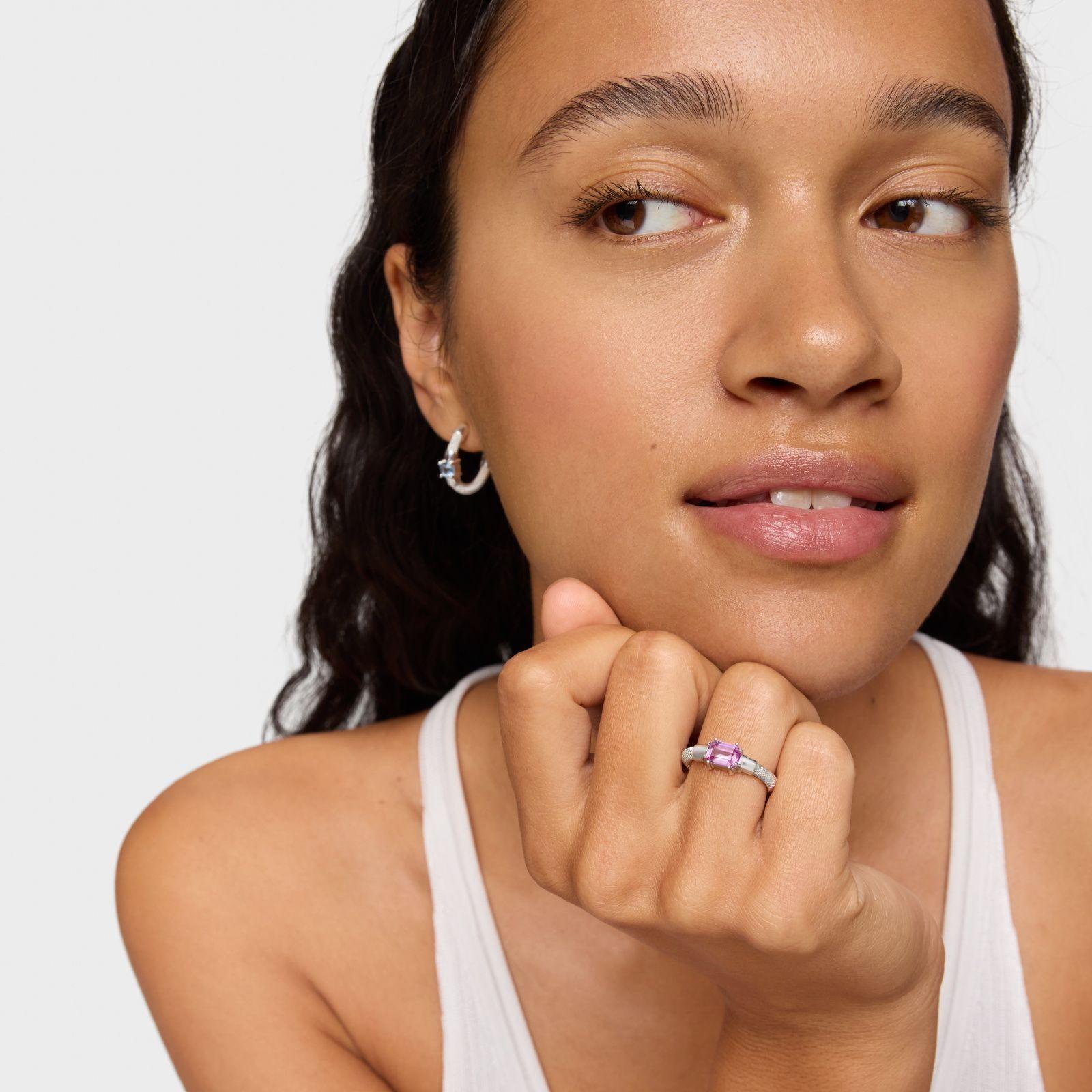 Anillo de plata y zafiro creado en laboratorio TOUS Mesh LGG-3