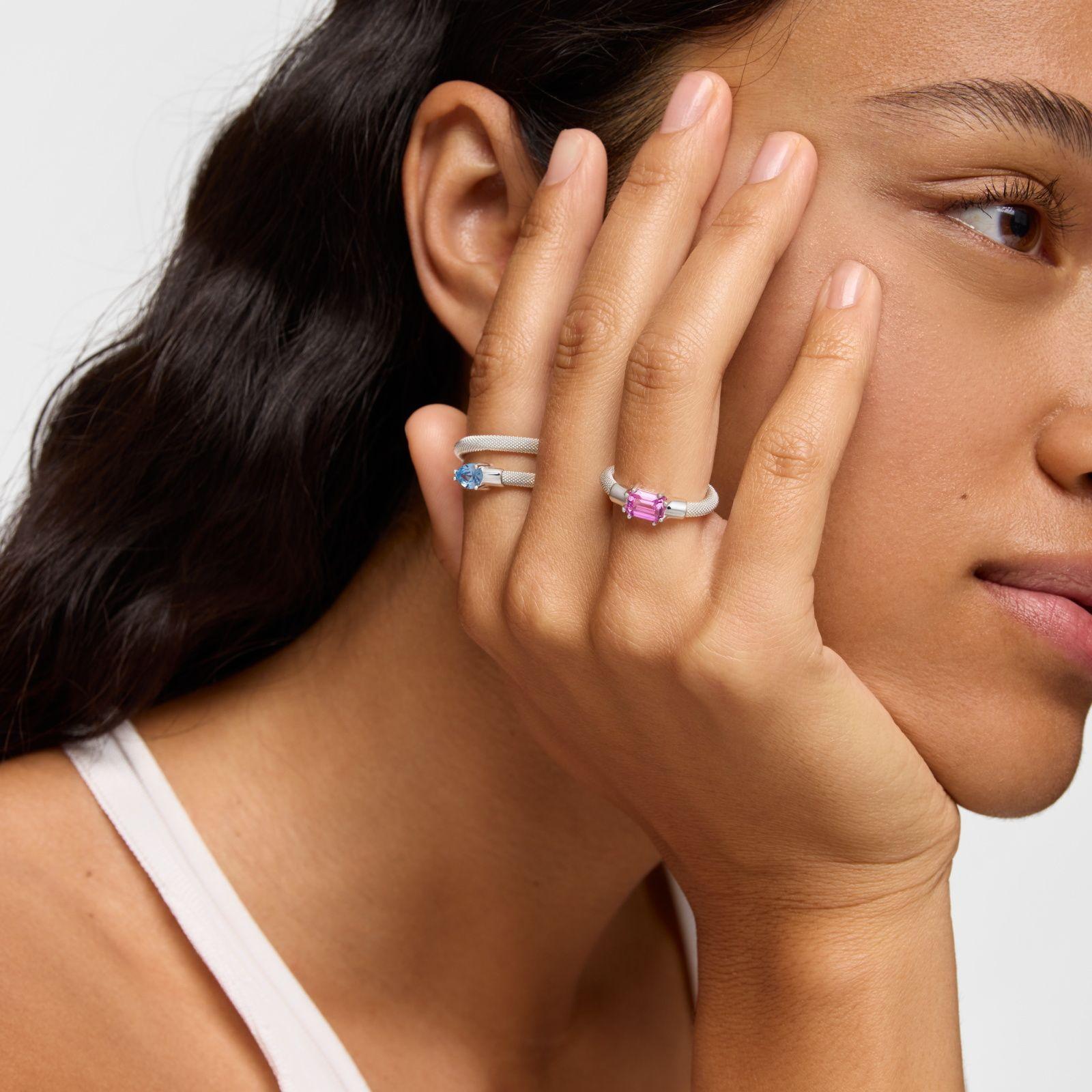 Anillo de plata y zafiro creado en laboratorio TOUS Mesh LGG-4