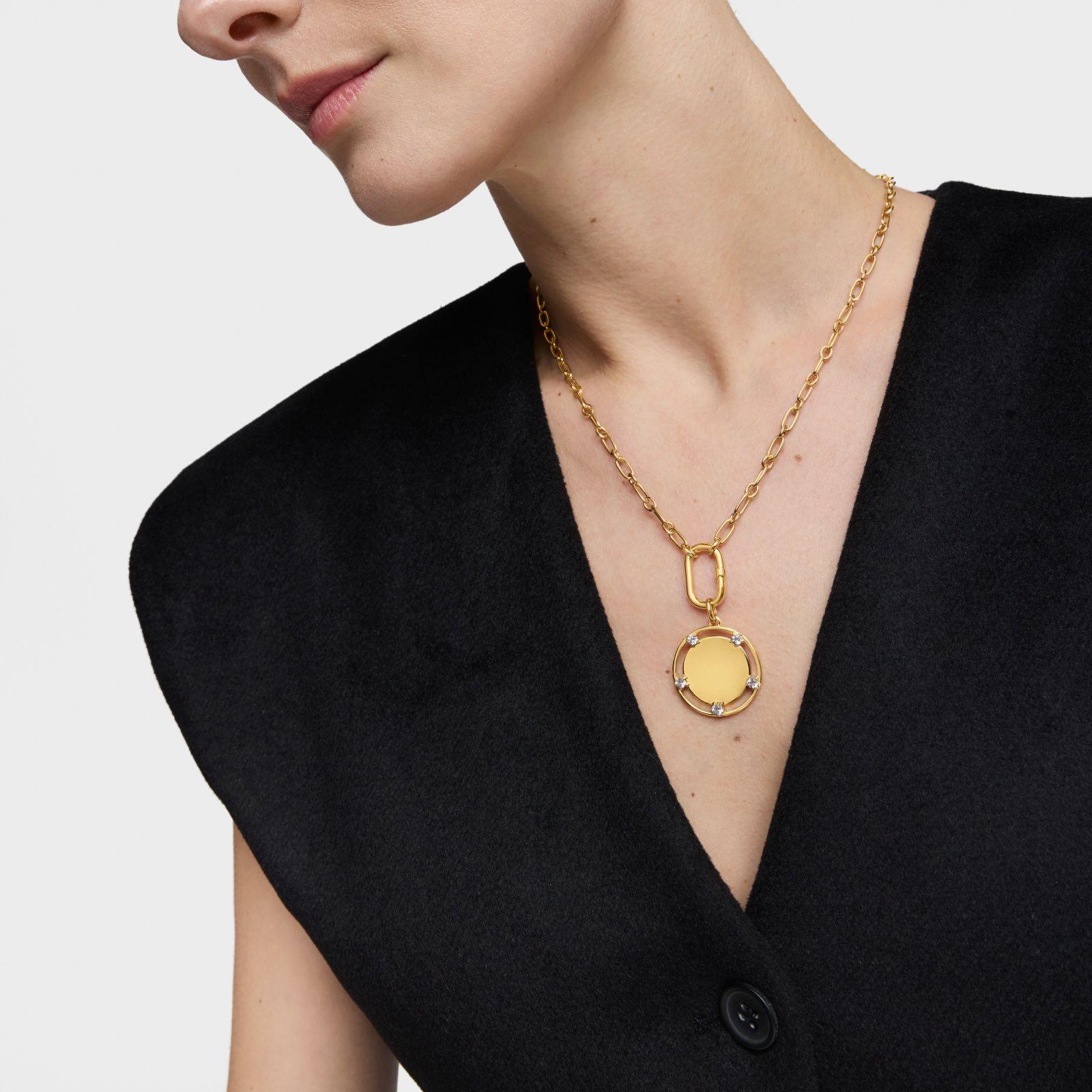 Colgante medalla TOUS Basics con topacios y oro 18 kt-1