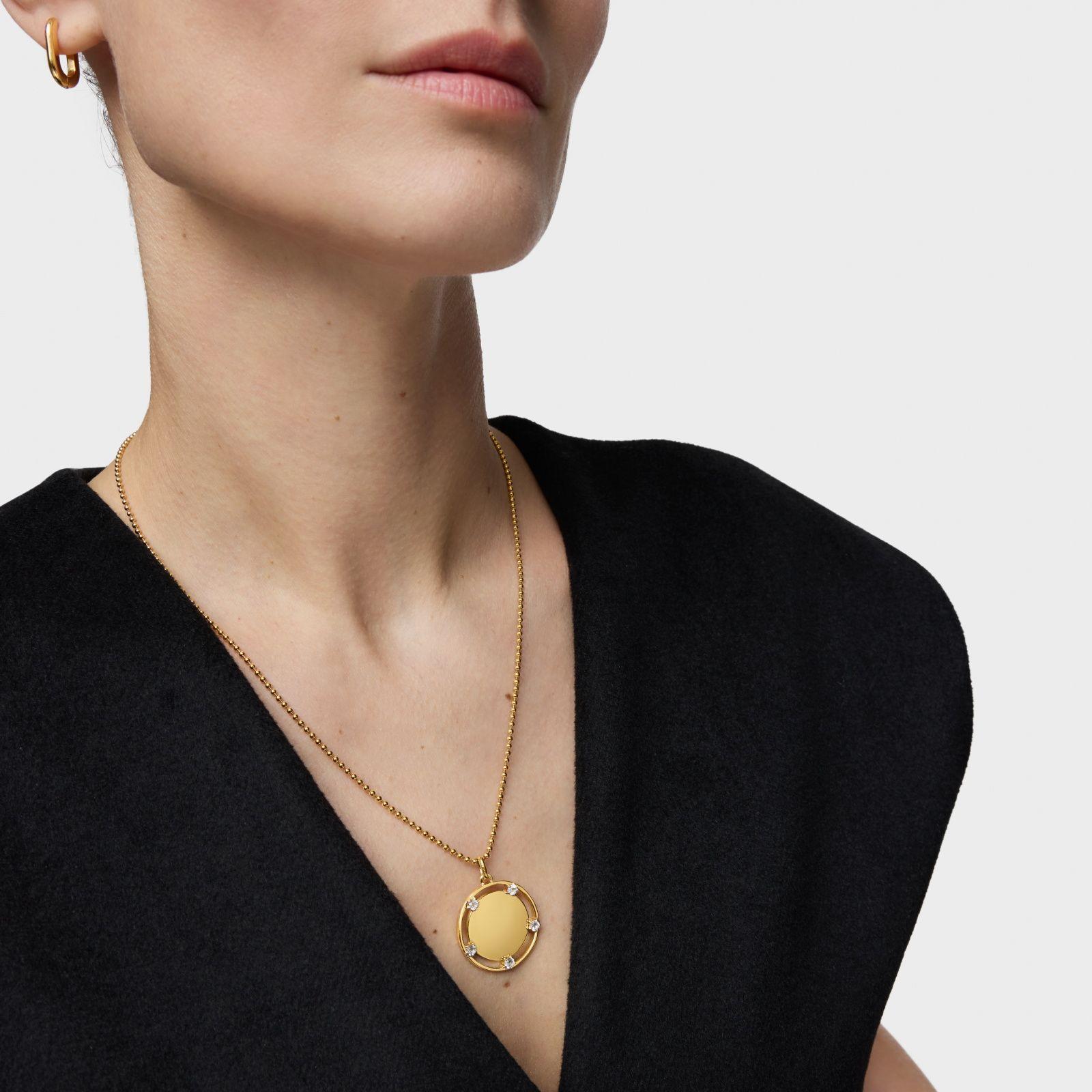 Colgante medalla TOUS Basics con topacios y oro 18 kt-2