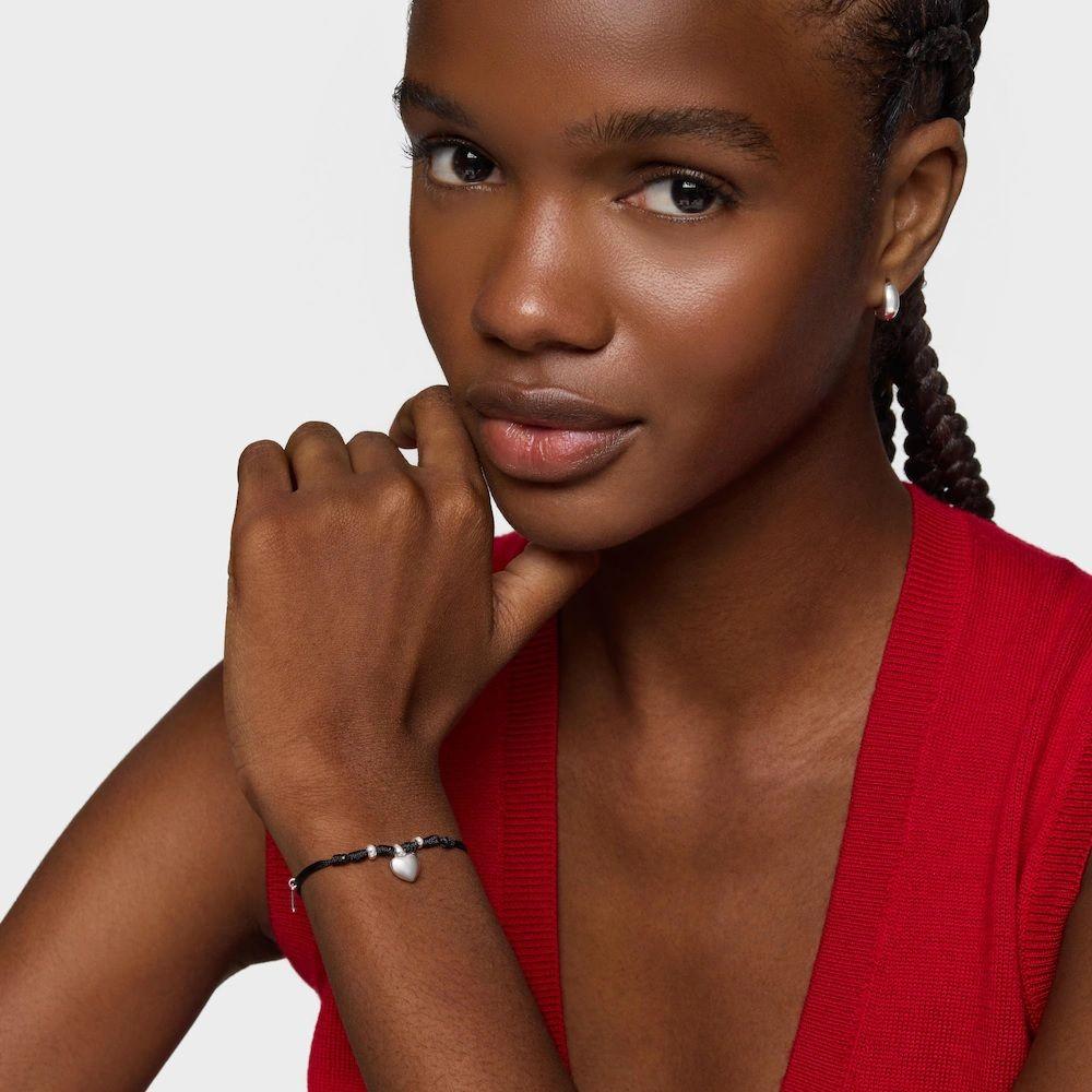 Pulsera de plata y nylon negro TOUS Flechazo-3