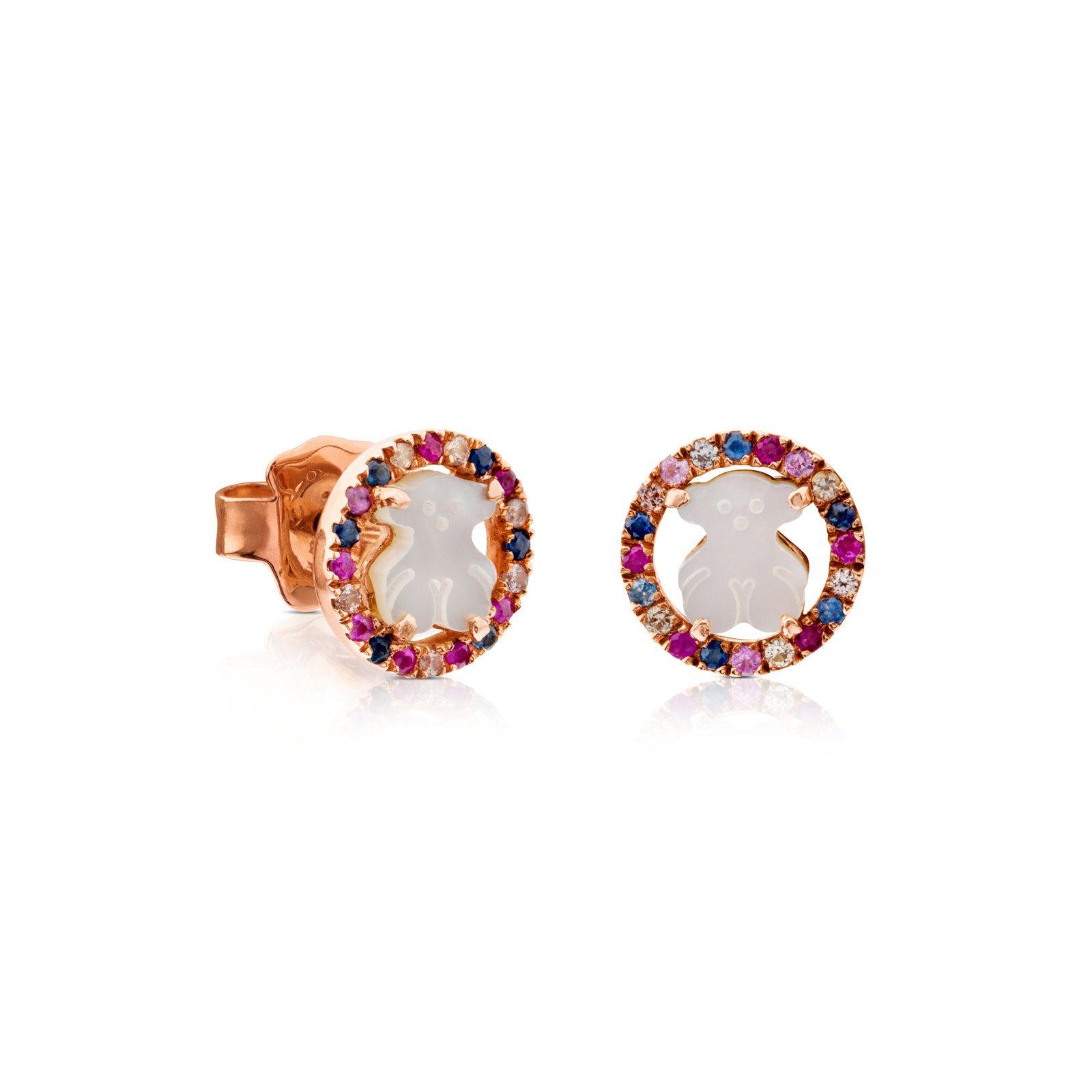 Pendientes con baño de oro rosa y nácar y zafiro Camille-0