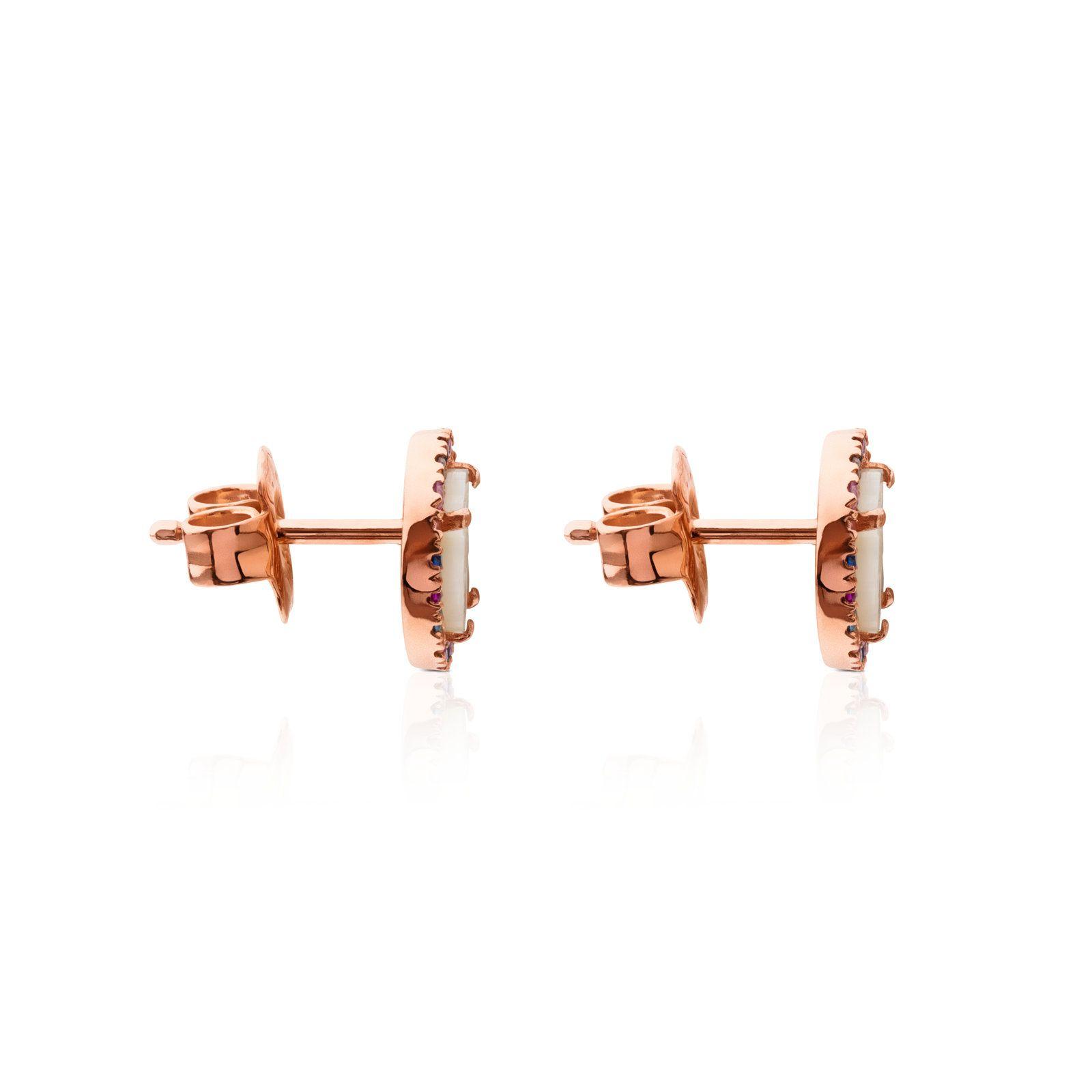 Pendientes con baño de oro rosa y nácar y zafiro Camille-1