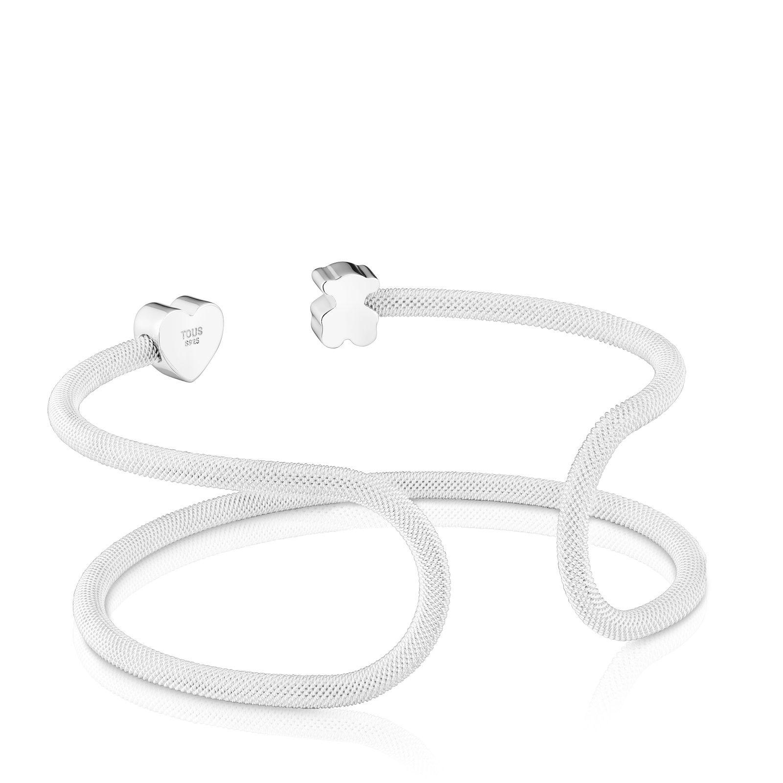 Pulsera esclava doble de plata Icon Mesh-2