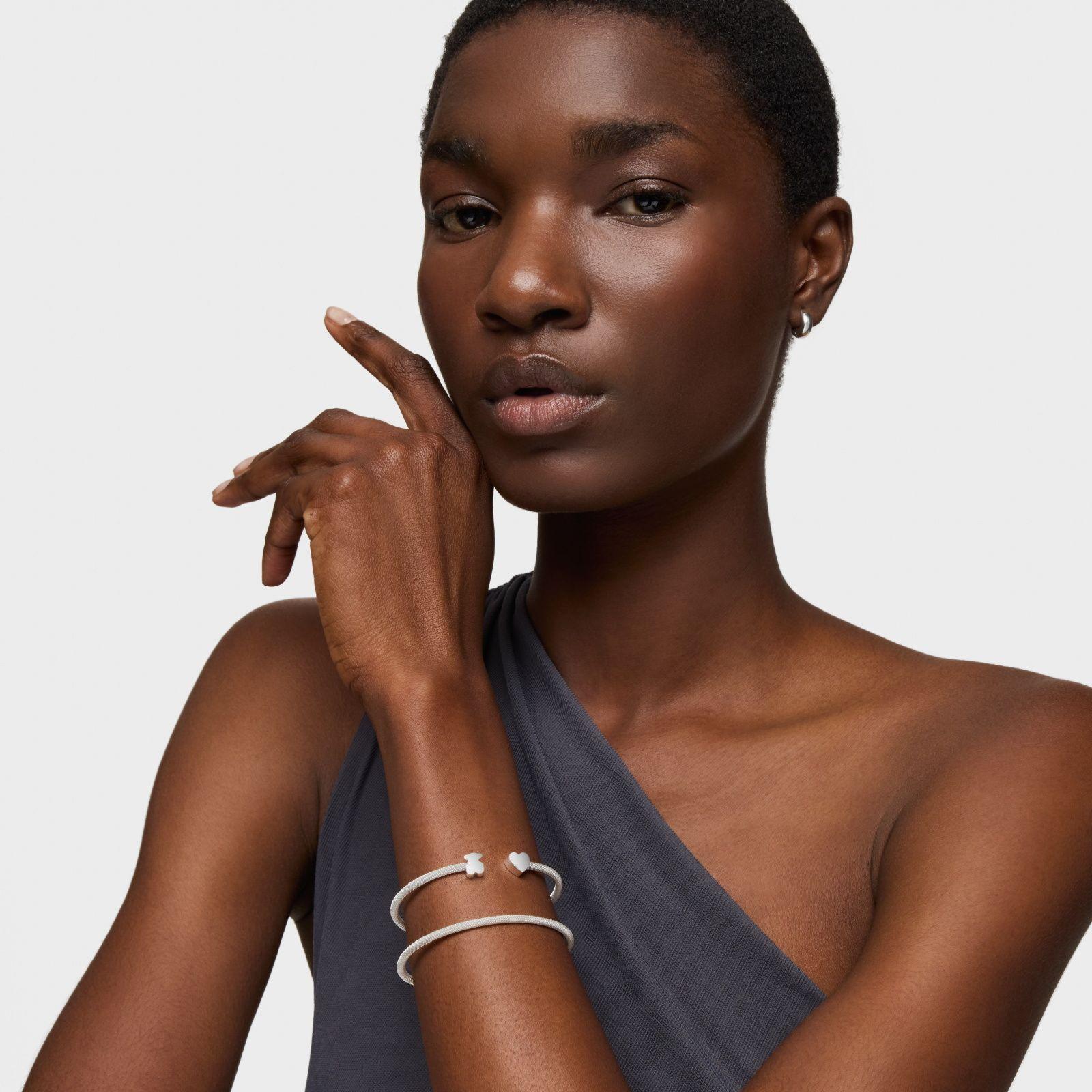 Pulsera esclava doble de plata Icon Mesh-3