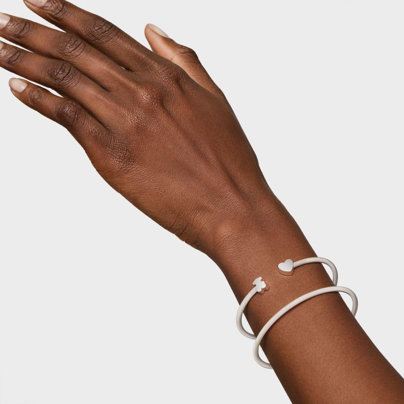 Pulsera esclava doble de plata Icon Mesh-5