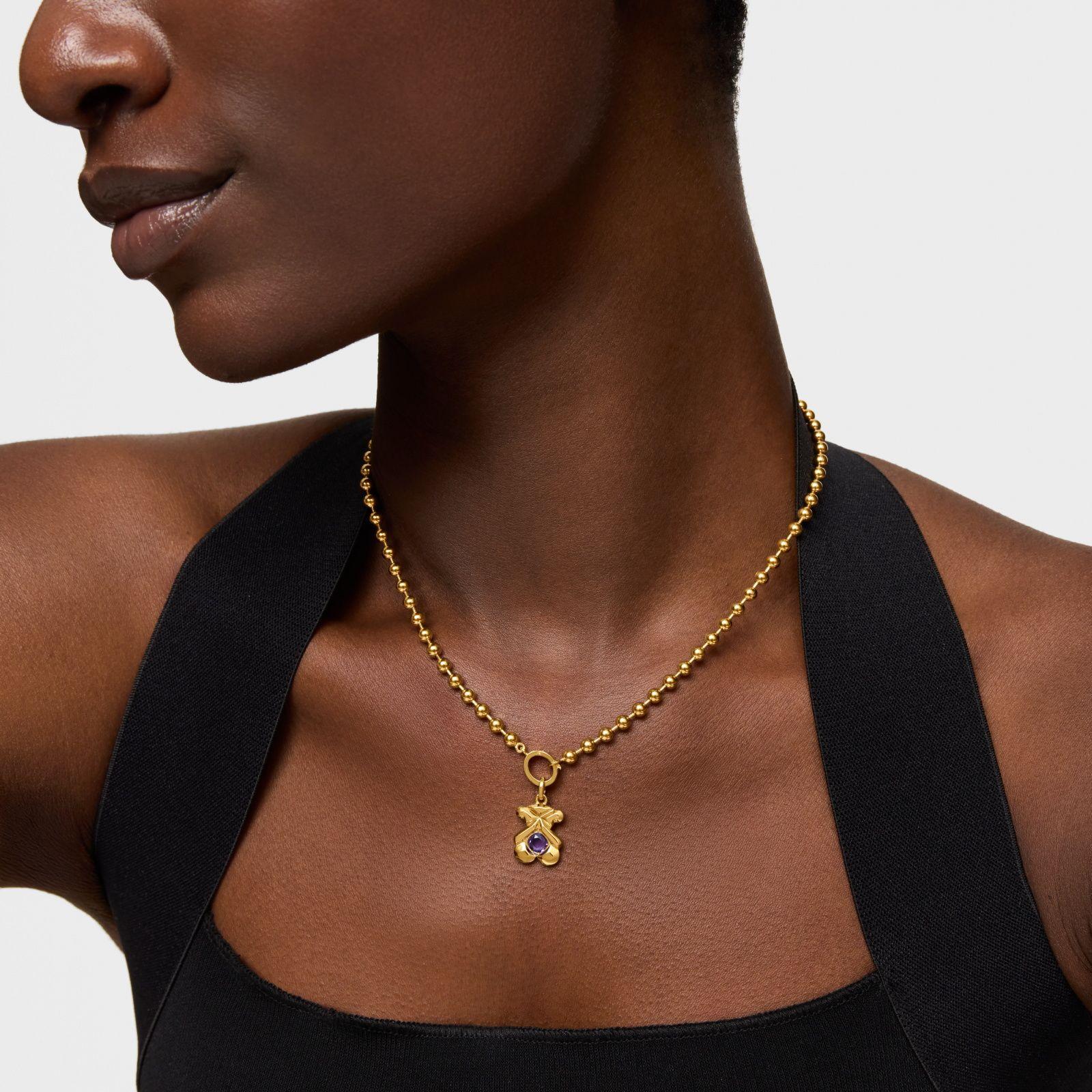 Colgante con baño de oro 18 kt sobre plata y amatista TOUS Sweet 40s-5